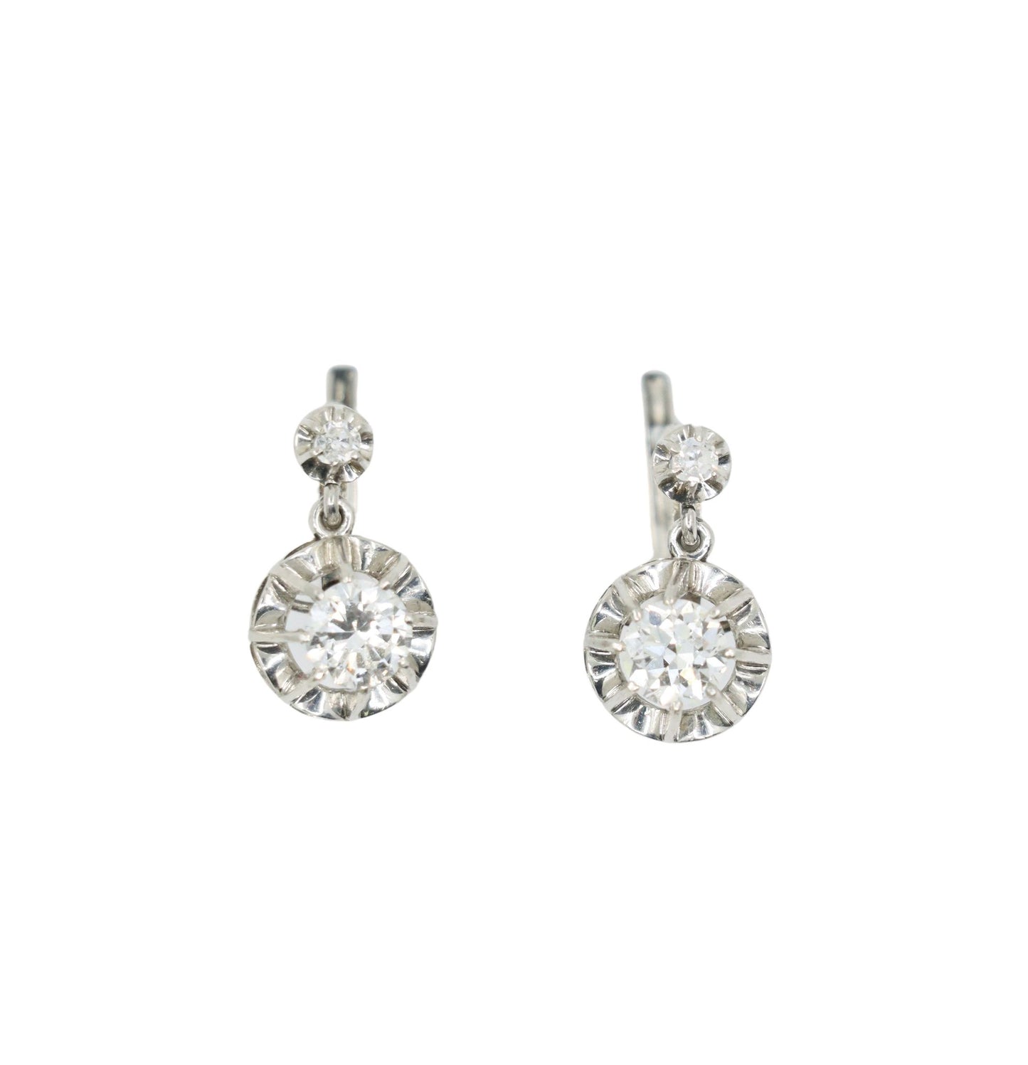 Vintage Platinum Diamond Dangle Earrings