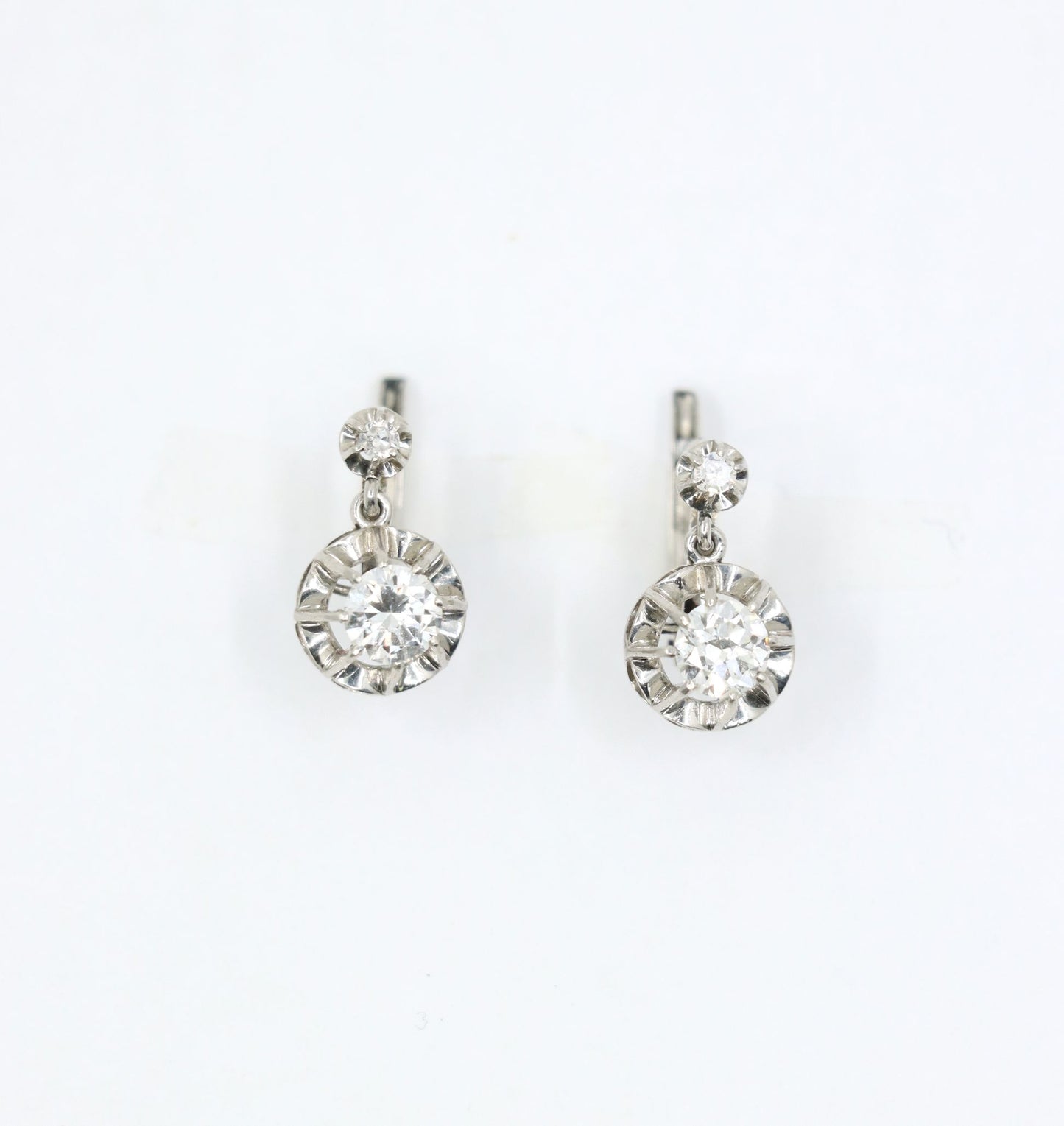 Vintage Platinum Diamond Dangle Earrings