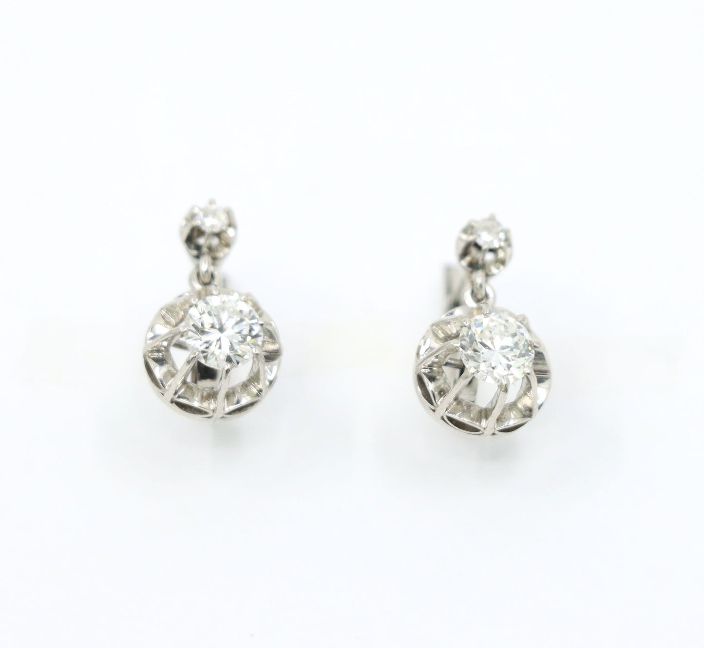 Vintage Platinum Diamond Dangle Earrings
