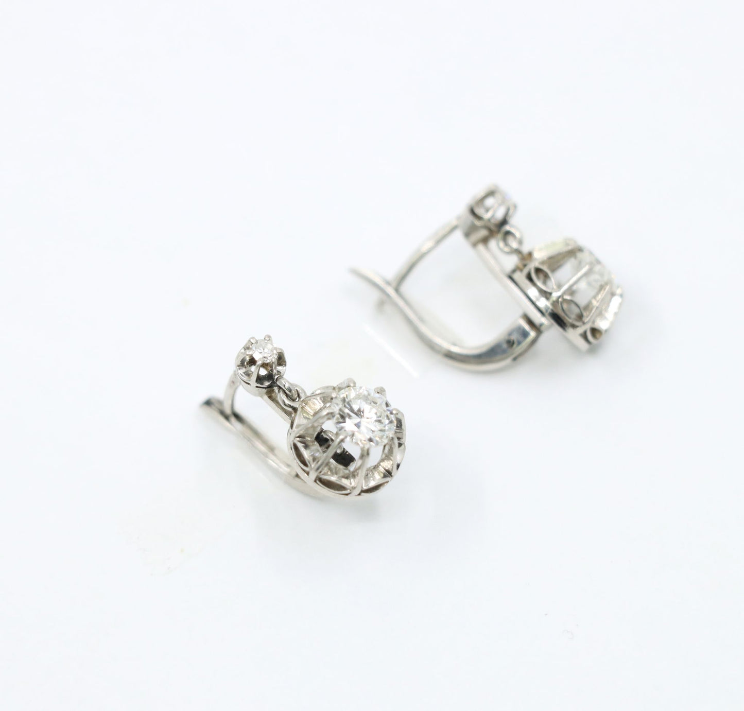 Vintage Platinum Diamond Dangle Earrings