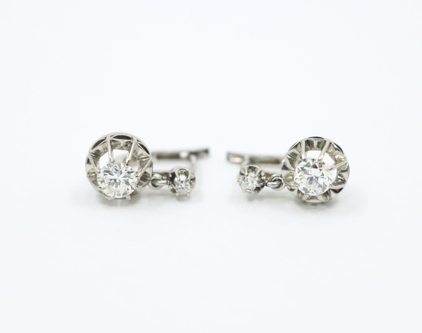 Vintage Platinum Diamond Dangle Earrings