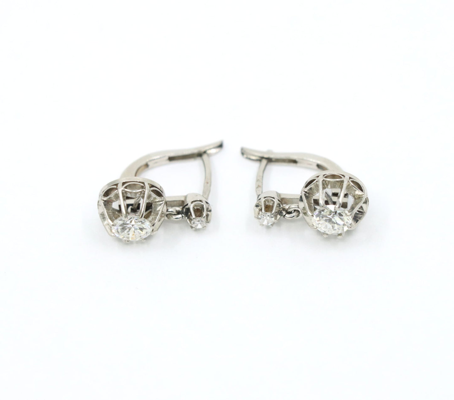 Vintage Platinum Diamond Dangle Earrings