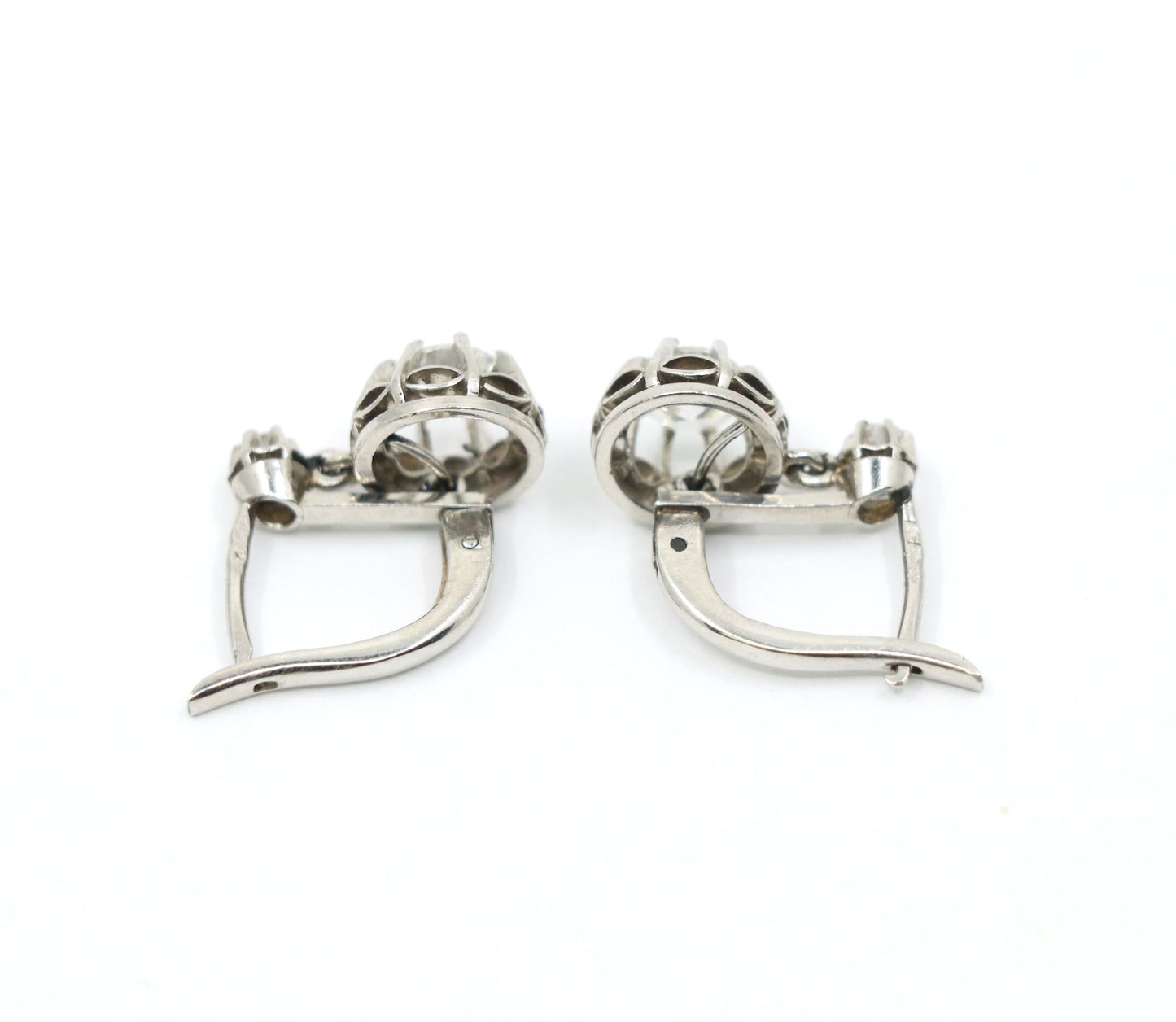 Vintage Platinum Diamond Dangle Earrings