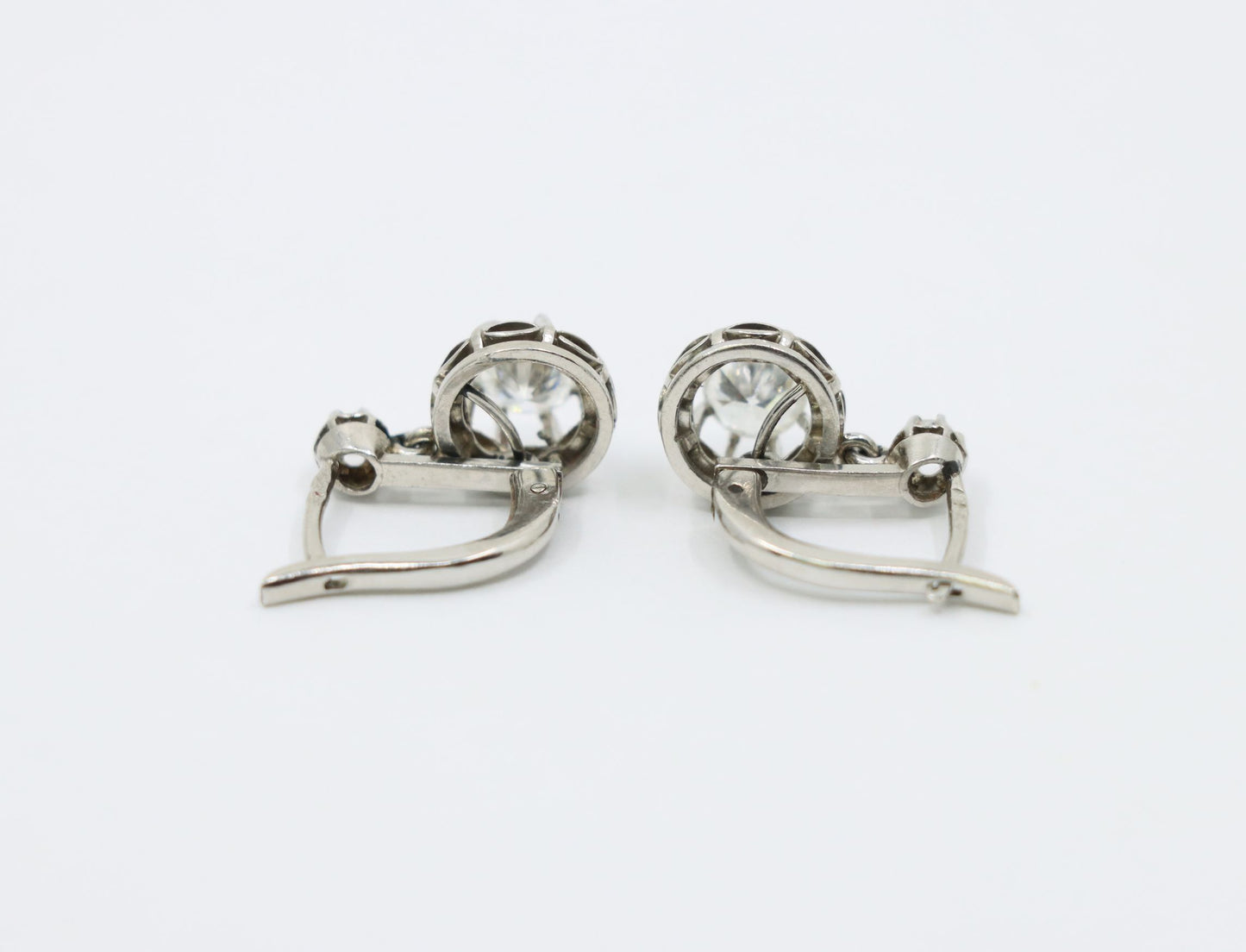 Vintage Platinum Diamond Dangle Earrings