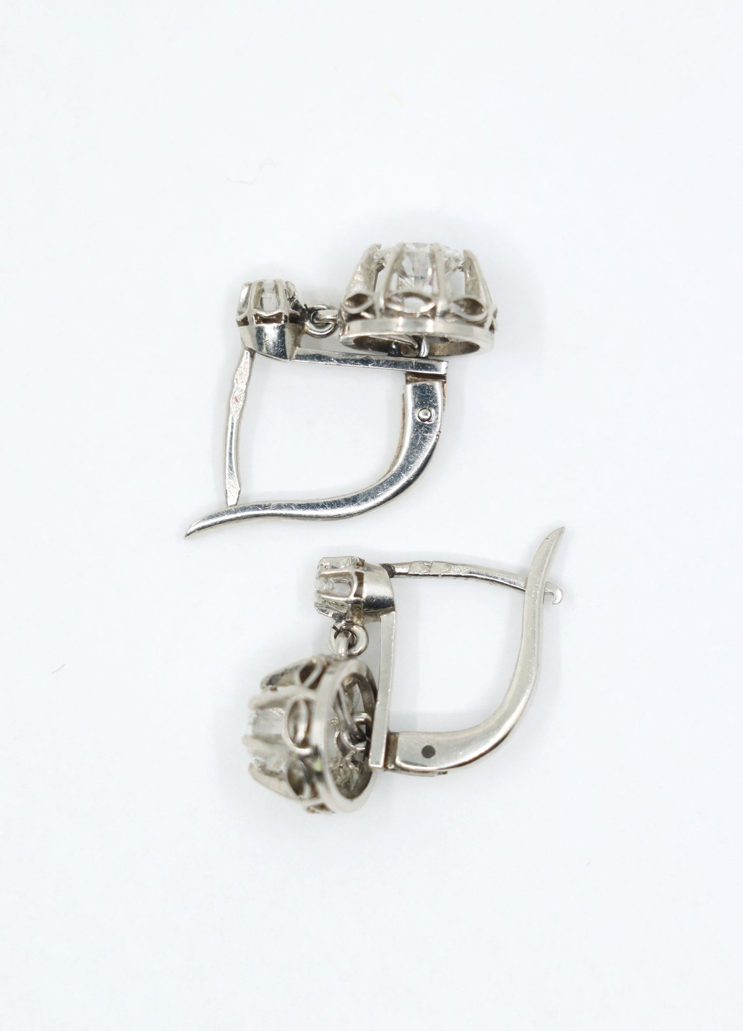 Vintage Platinum Diamond Dangle Earrings