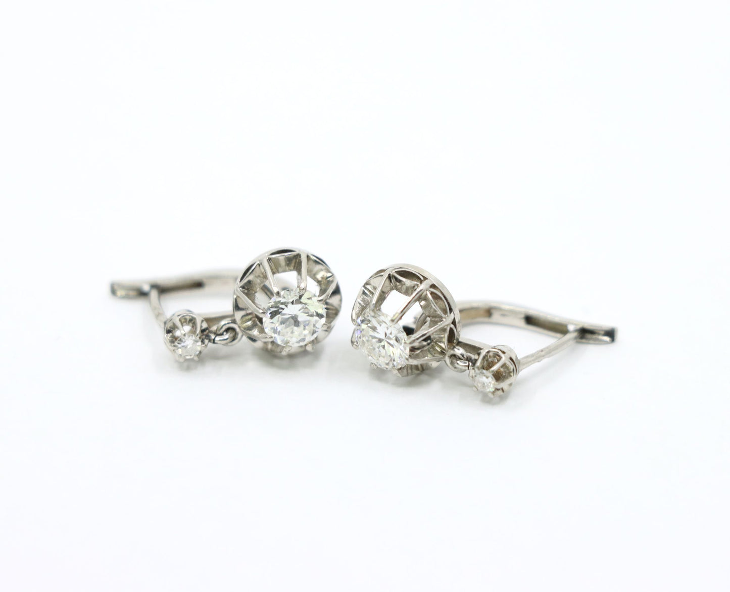 Vintage Platinum Diamond Dangle Earrings