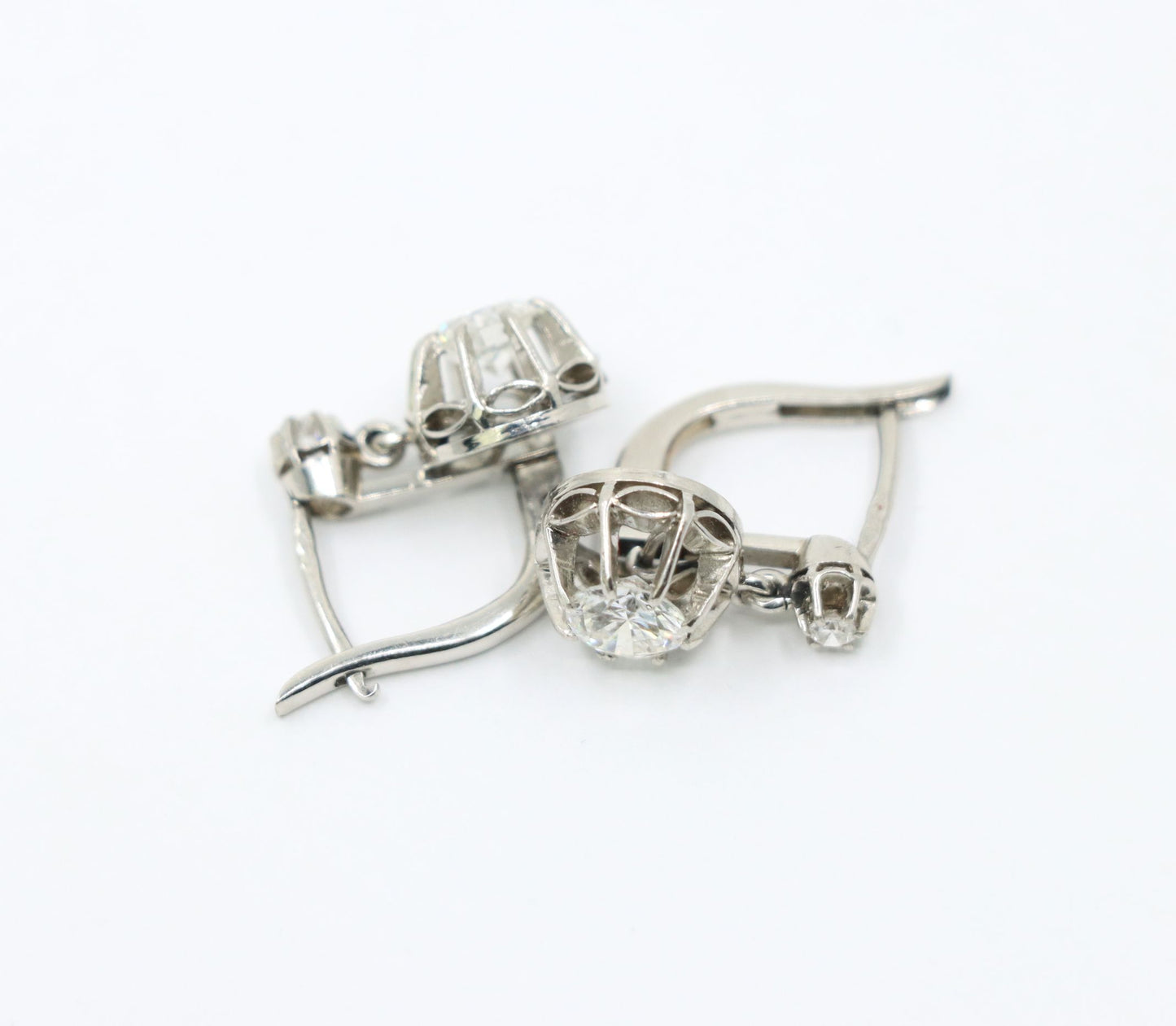 Vintage Platinum Diamond Dangle Earrings