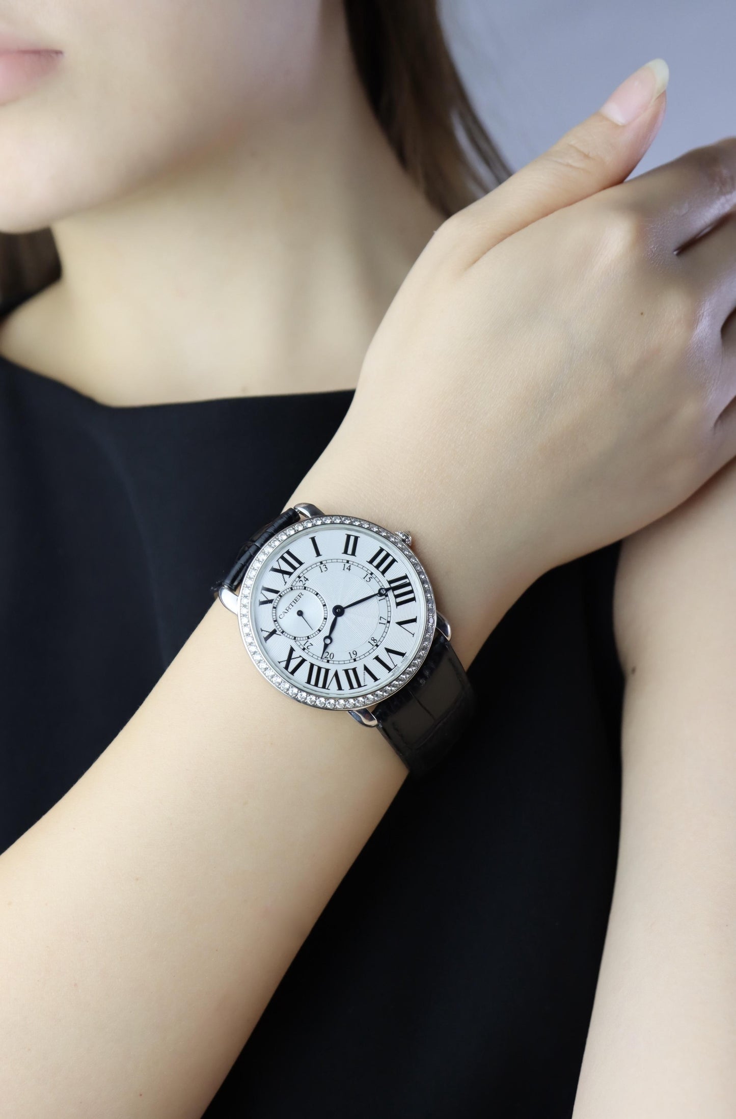 Cartier Ronde Louis 18K White Gold Diamond Watch
