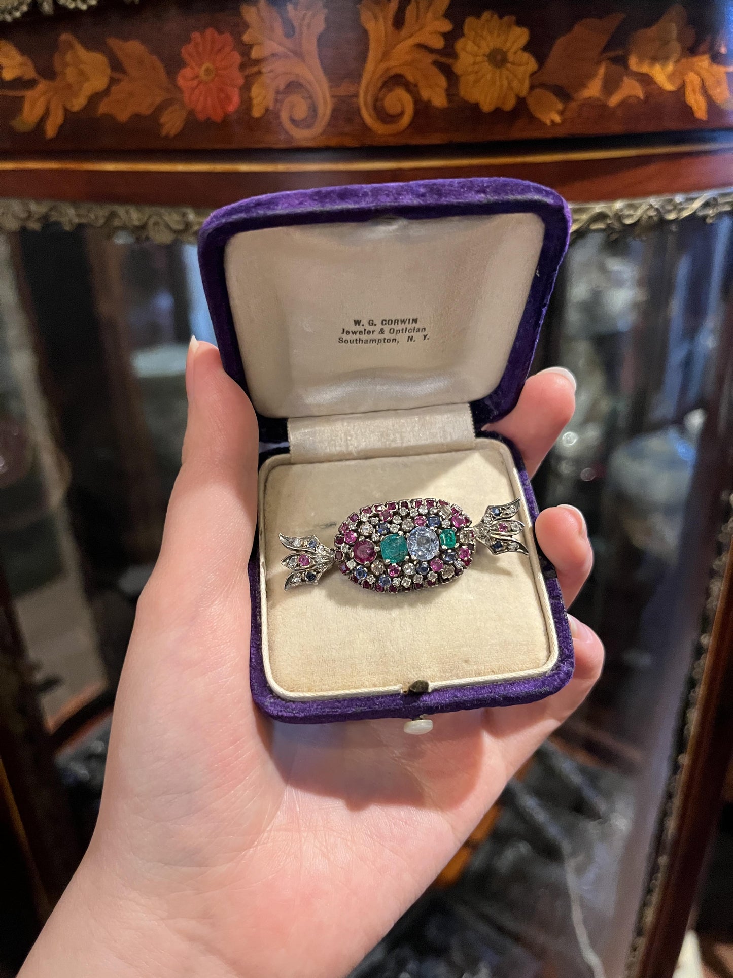 18K Gold & Silver Muti-Gem Candy Brooch