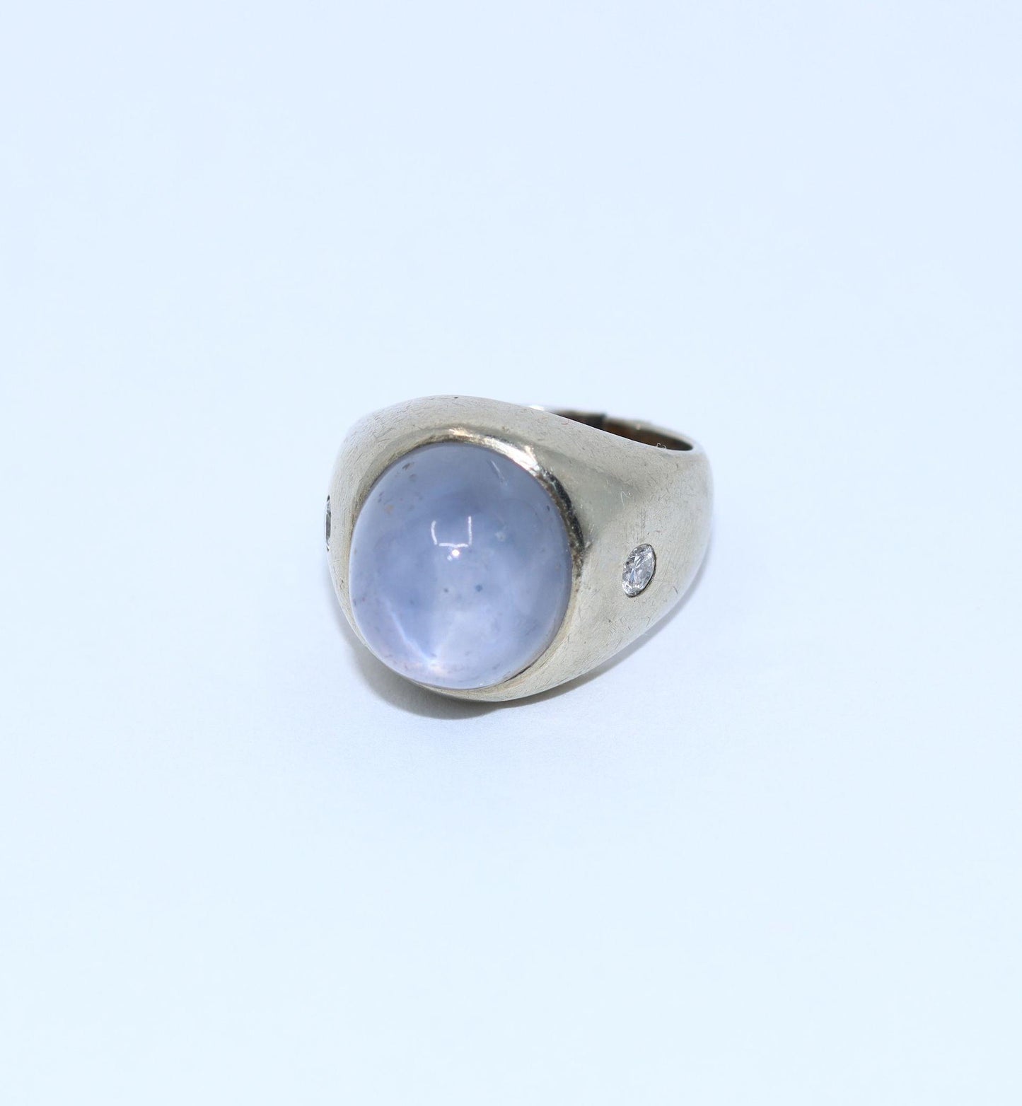 Vintage 14KT White Gold Star Sapphire Diamond Ring