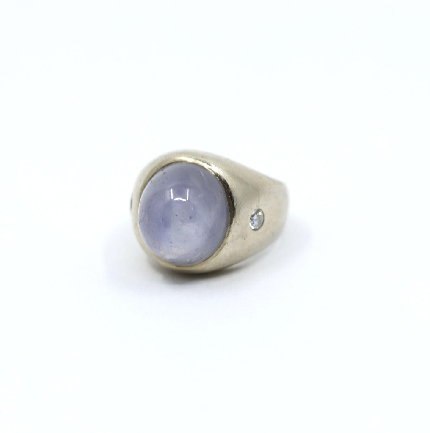 Vintage 14KT White Gold Star Sapphire Diamond Ring