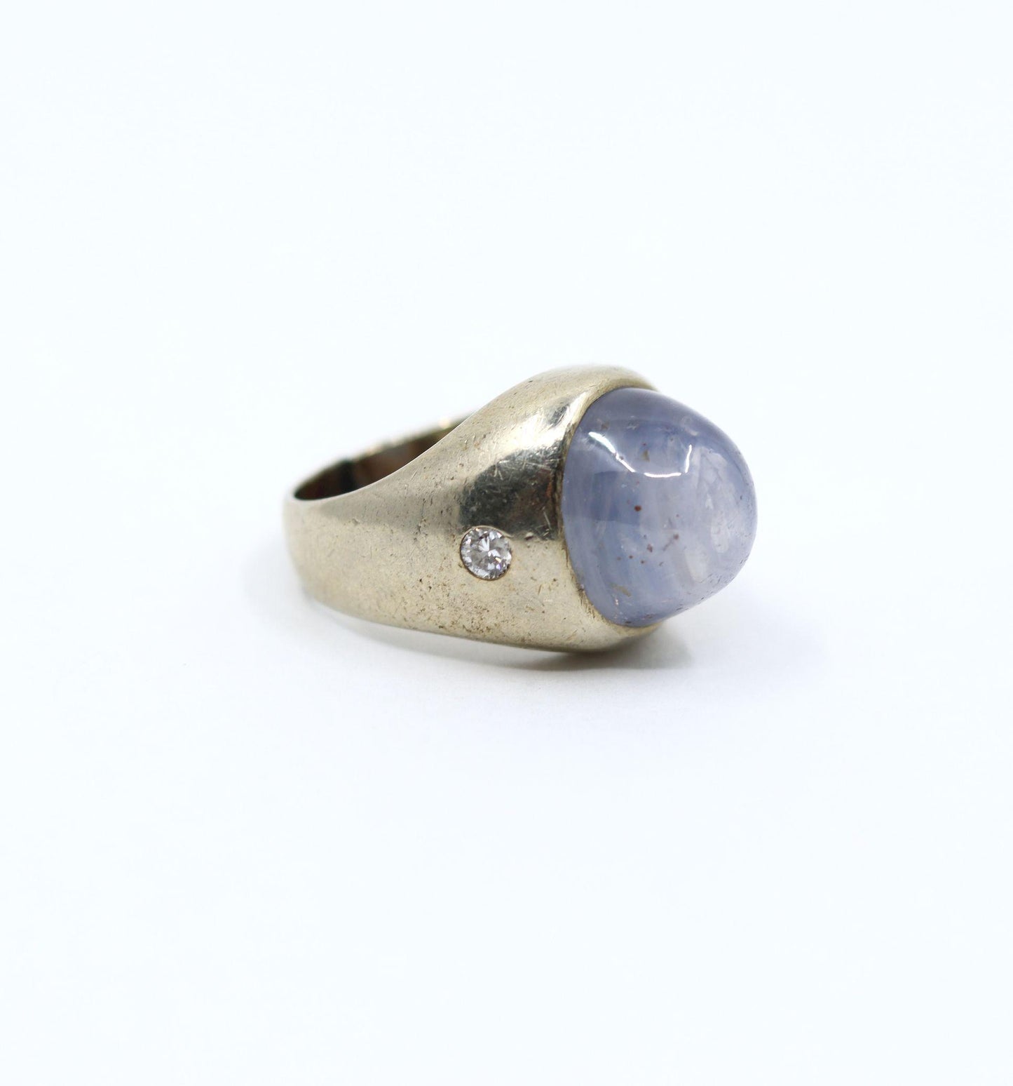 Vintage 14KT White Gold Star Sapphire Diamond Ring