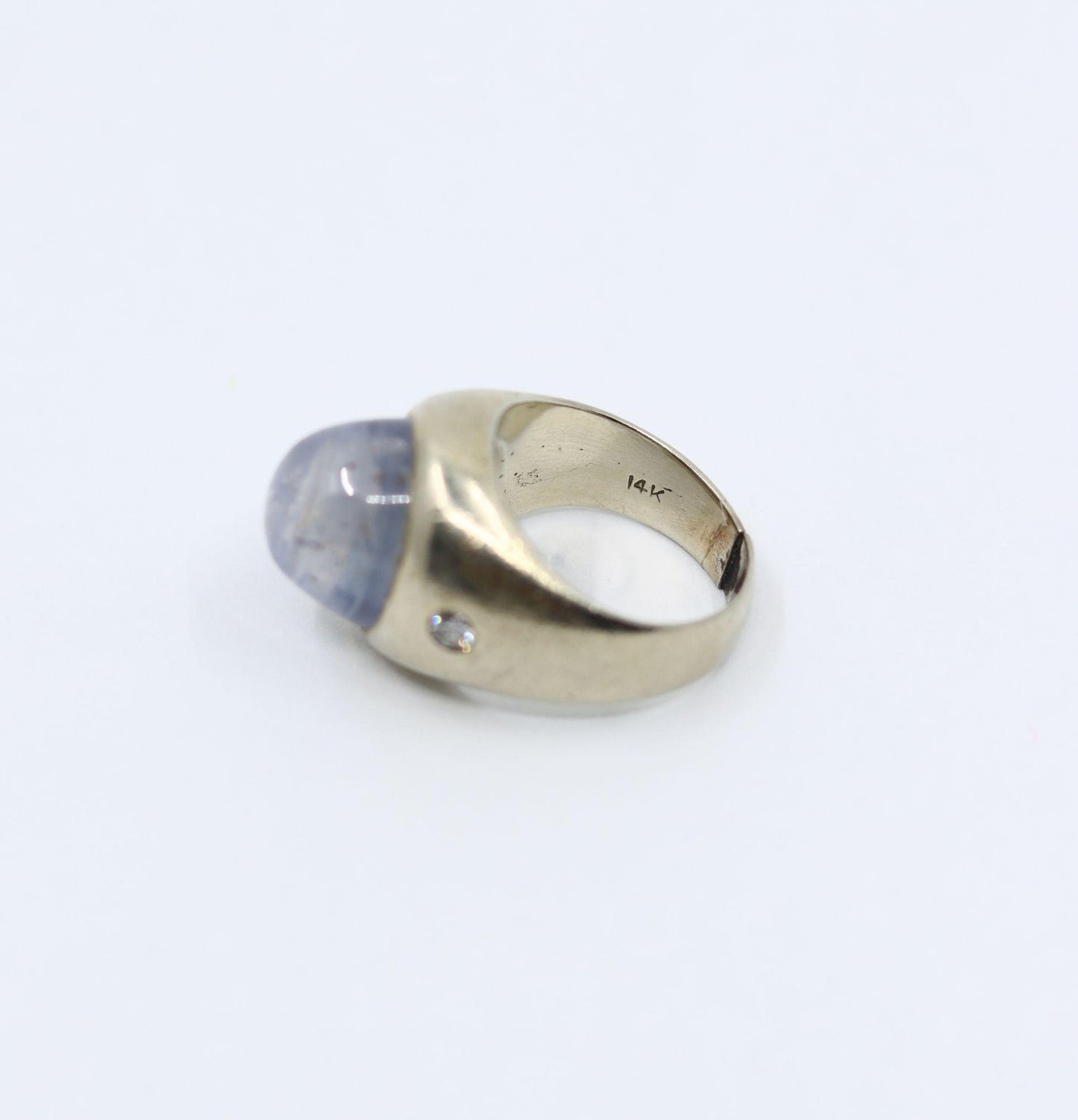 Vintage 14KT White Gold Star Sapphire Diamond Ring