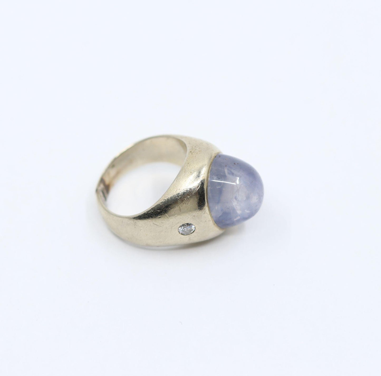 Vintage 14KT White Gold Star Sapphire Diamond Ring