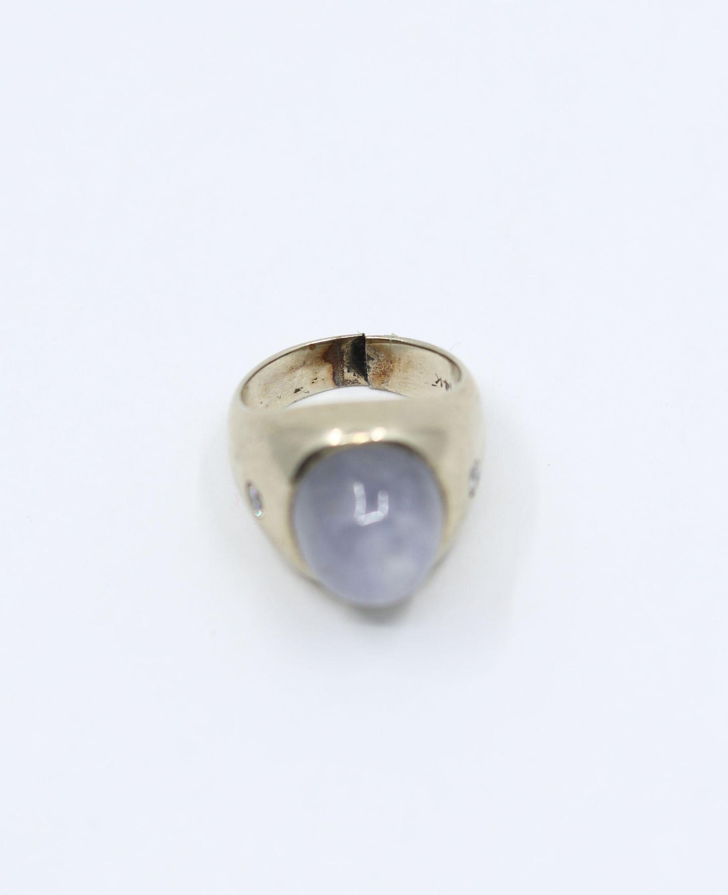 Vintage 14KT White Gold Star Sapphire Diamond Ring