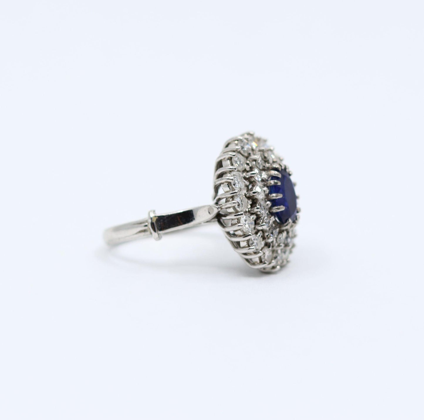 Vintage 14K White Gold Sapphire Diamonds Ring