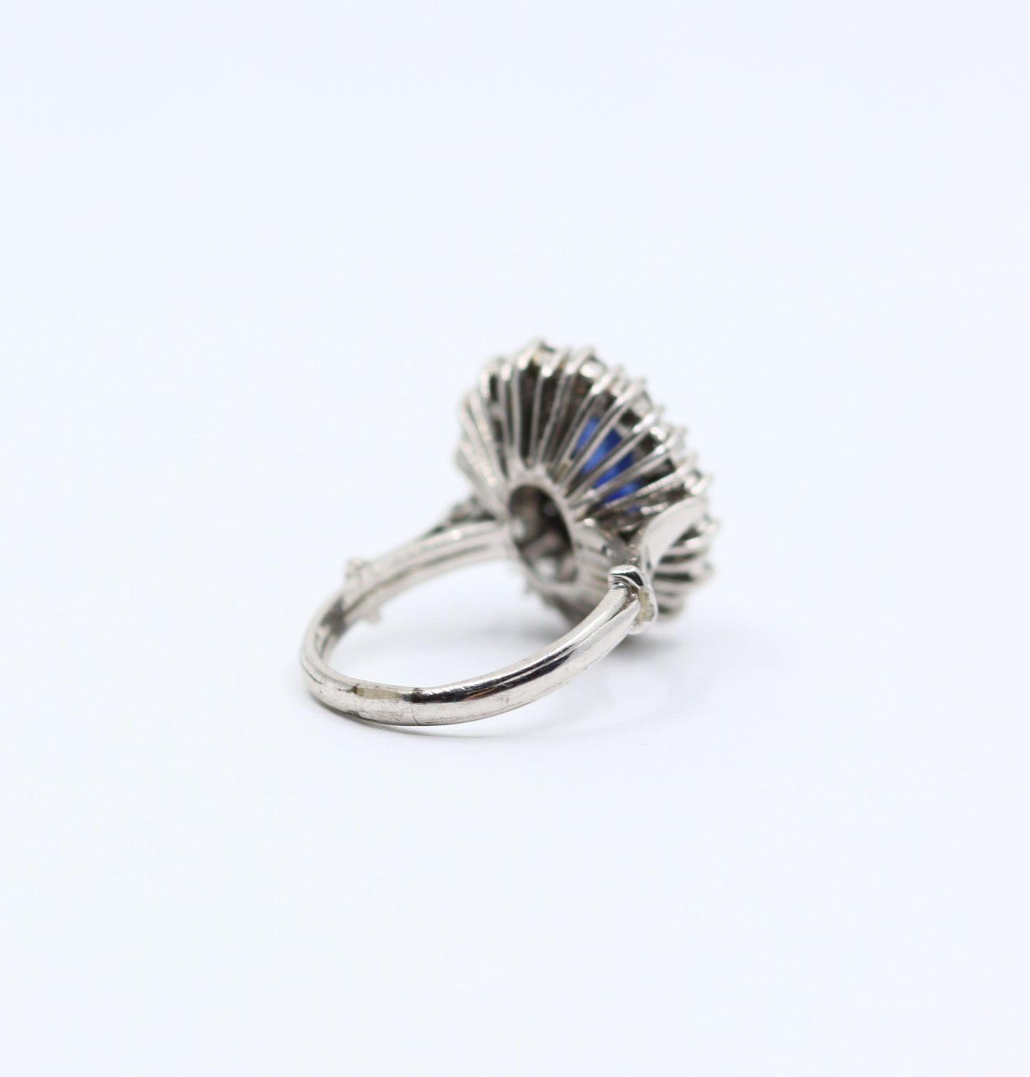 Vintage 14K White Gold Sapphire Diamonds Ring