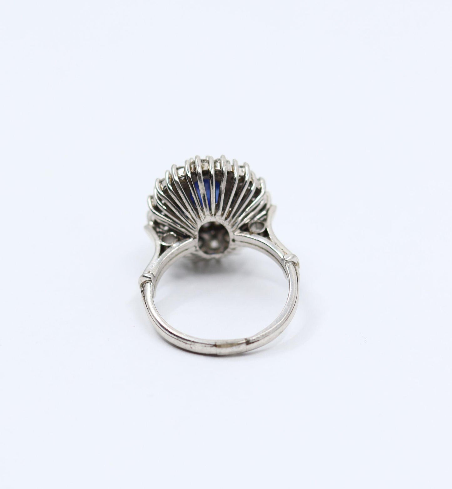 Vintage 14K White Gold Sapphire Diamonds Ring