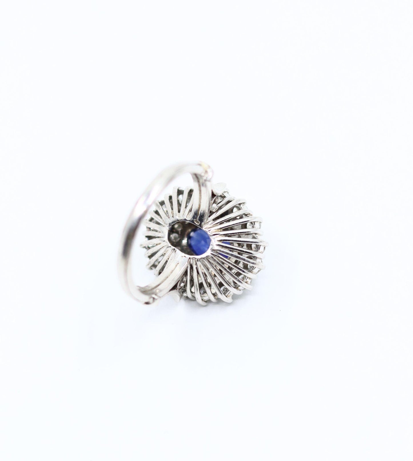 Vintage 14K White Gold Sapphire Diamonds Ring
