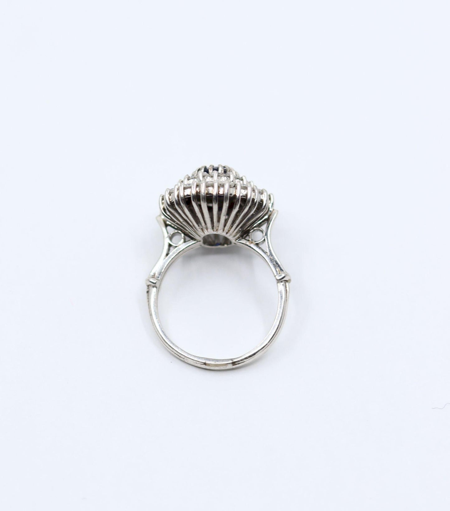 Vintage 14K White Gold Sapphire Diamonds Ring