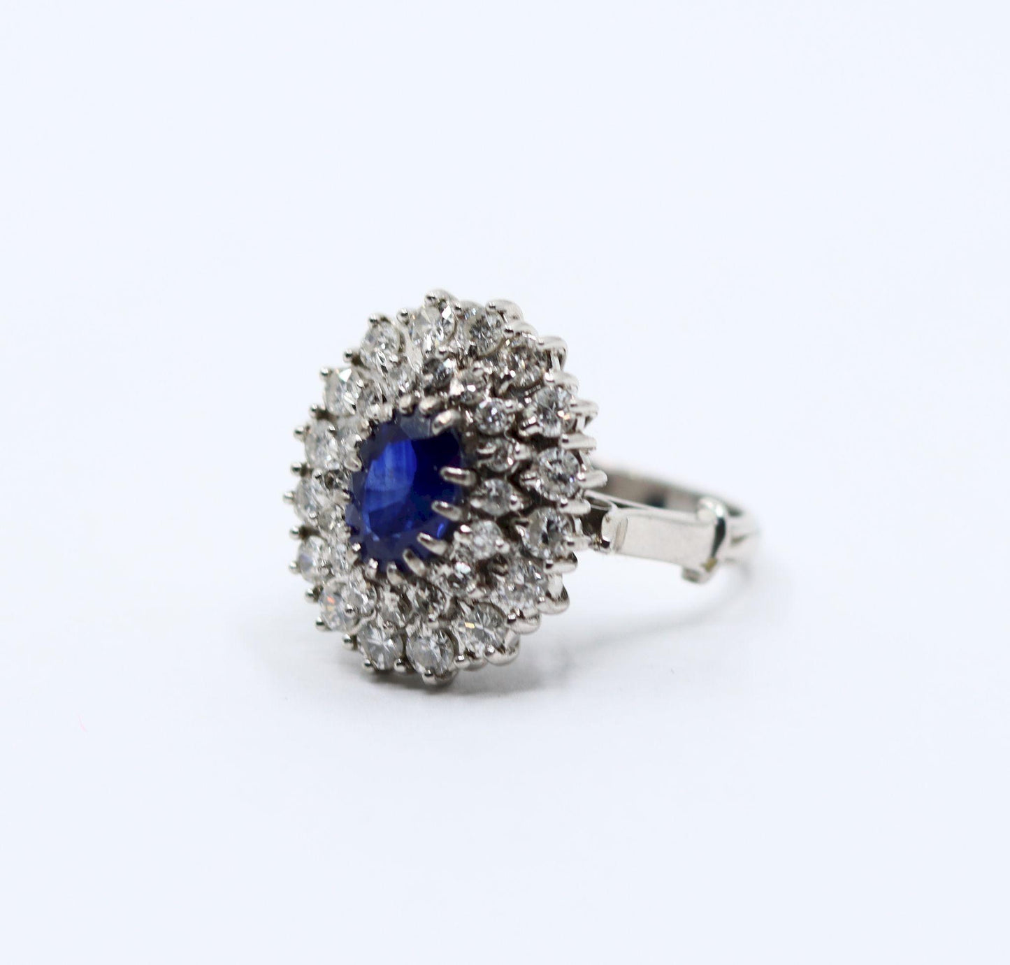 Vintage 14K White Gold Sapphire Diamonds Ring