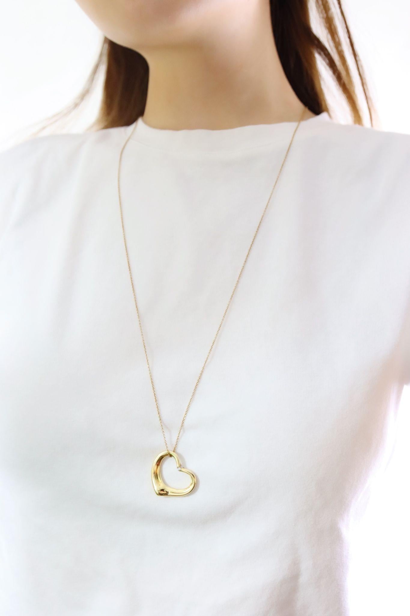 Tiffany & Co 18K Gold Elsa Perreti Diamonds Heart Pendant Necklace