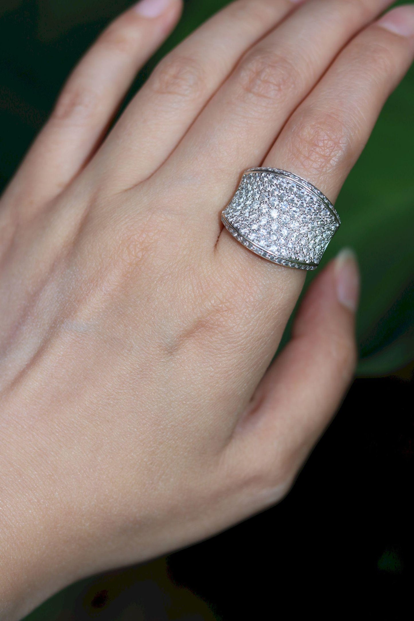 Vintage WCJ 3 Carat Diamond Pave Saddle Ring.