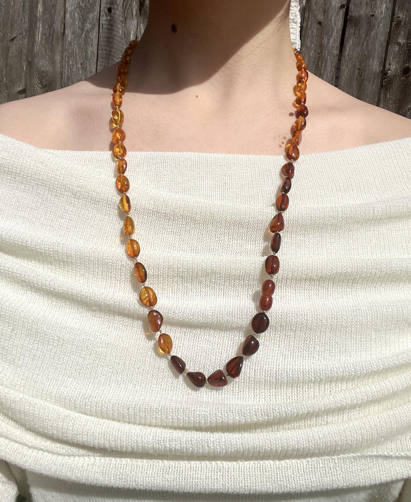 Vintage Gradient Amber Beads Necklace