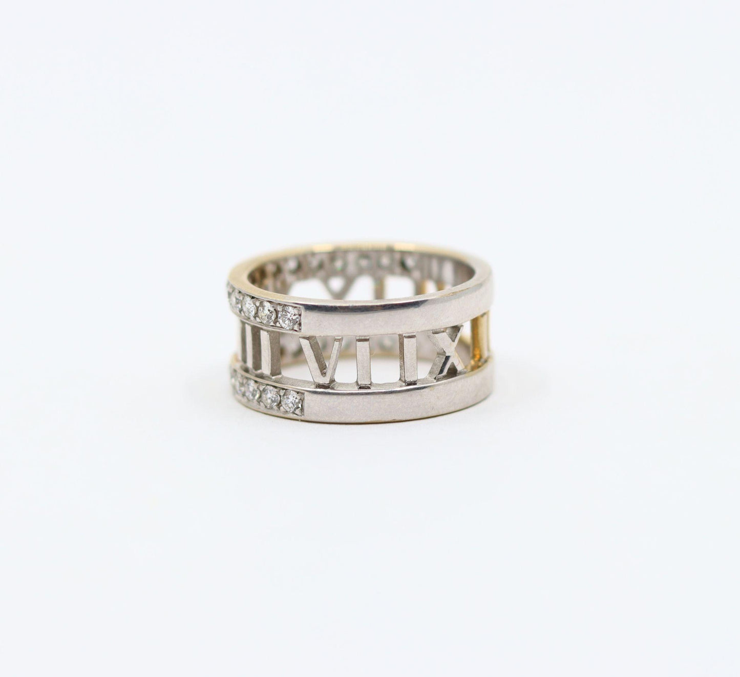 Vintage Tiffany & Co 18K White Gold Diamonds Open Atlas Ring