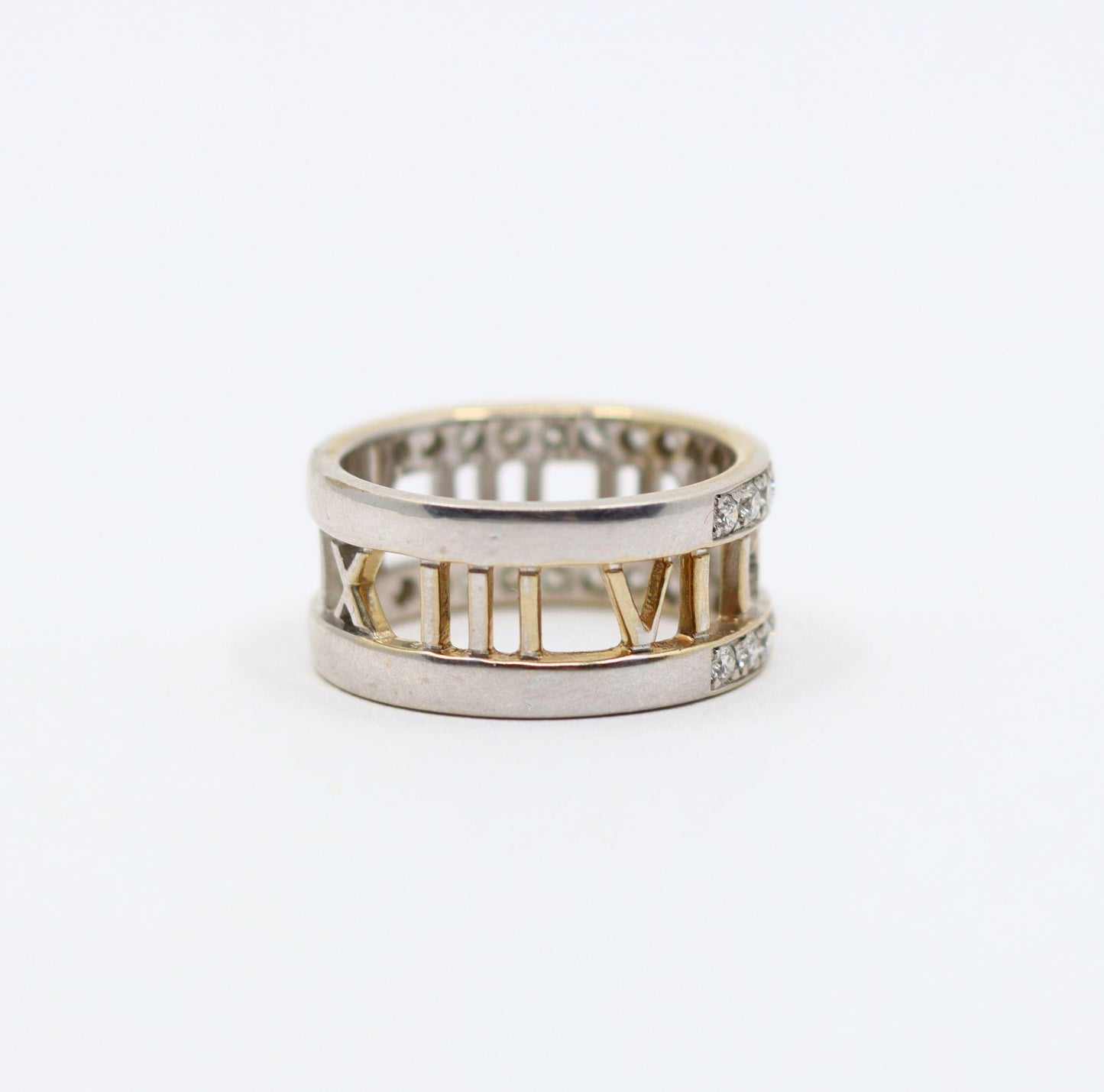 Vintage Tiffany & Co 18K White Gold Diamonds Open Atlas Ring