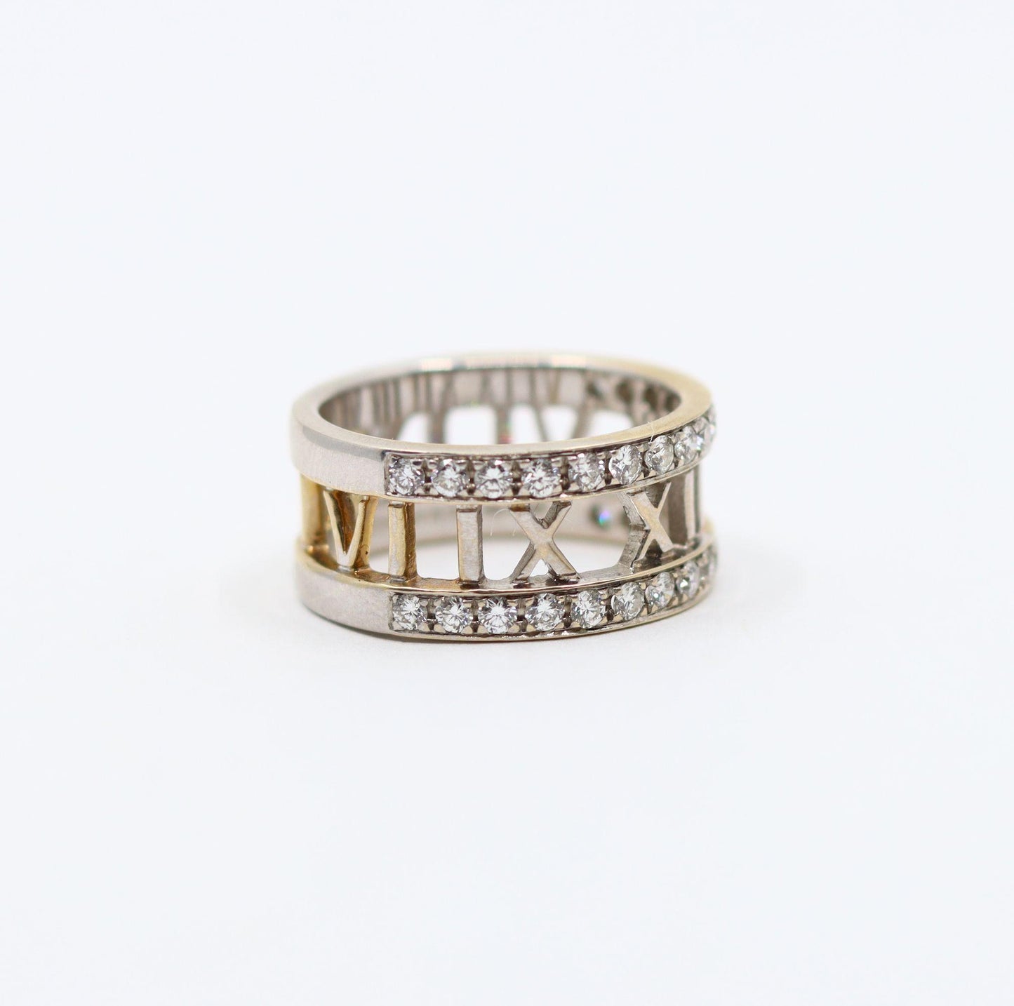 Vintage Tiffany & Co 18K White Gold Diamonds Open Atlas Ring