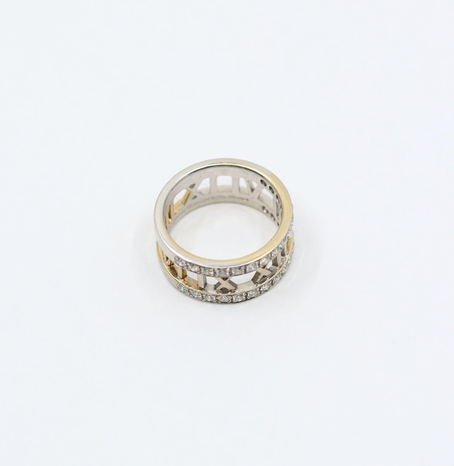 Vintage Tiffany & Co 18K White Gold Diamonds Open Atlas Ring