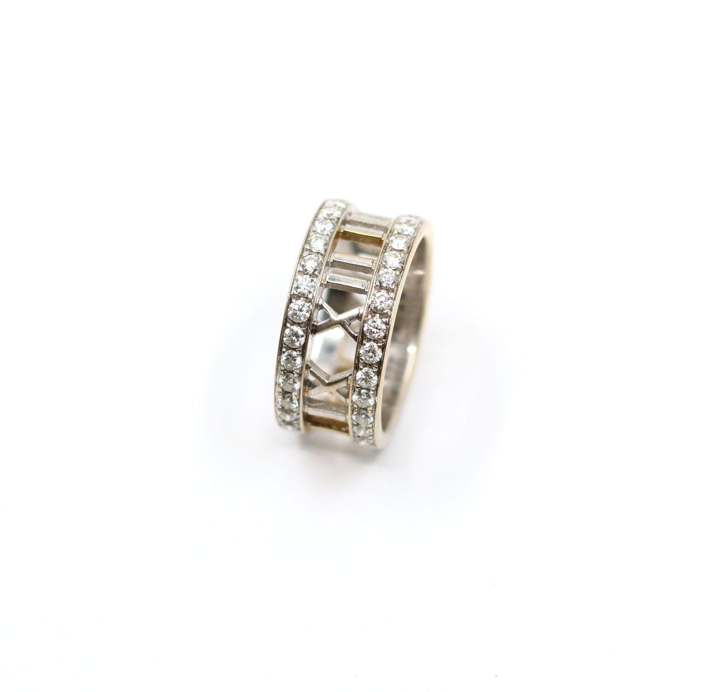 Vintage Tiffany & Co 18K White Gold Diamonds Open Atlas Ring