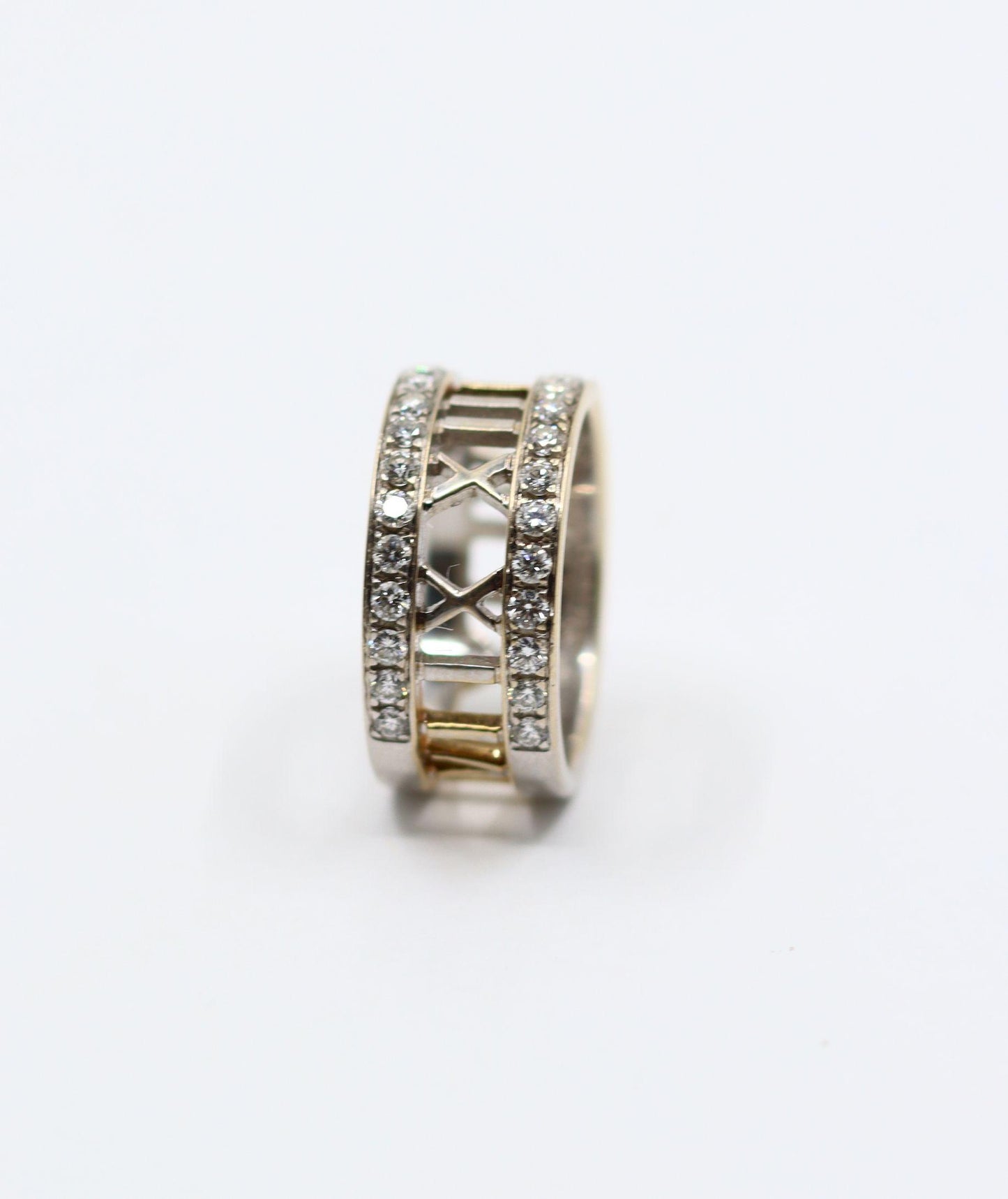 Vintage Tiffany & Co 18K White Gold Diamonds Open Atlas Ring