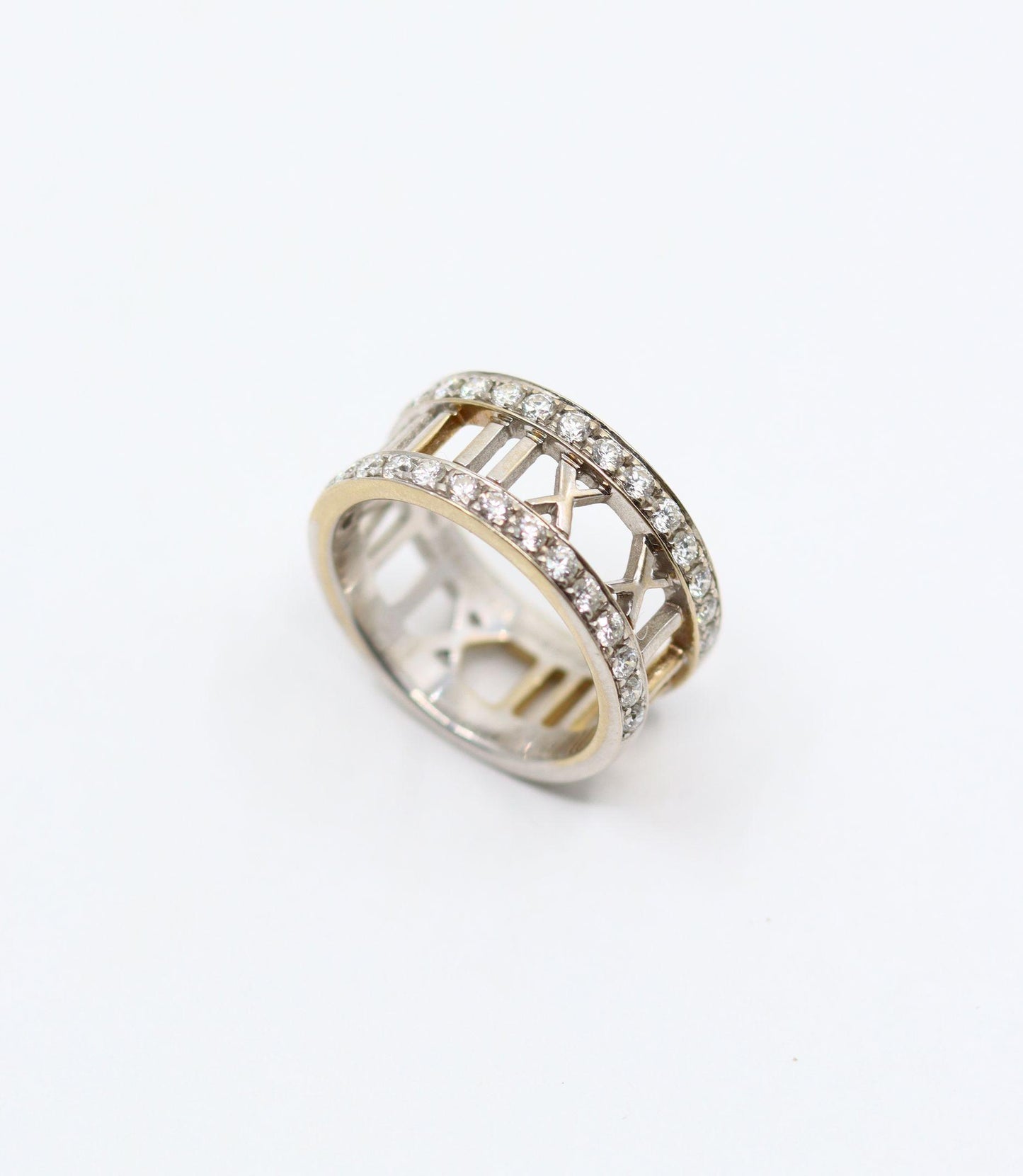 Vintage Tiffany & Co 18K White Gold Diamonds Open Atlas Ring