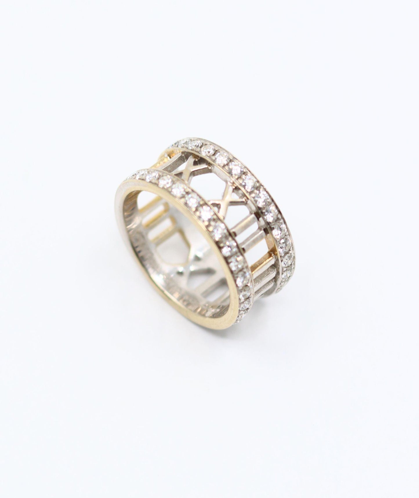 Vintage Tiffany & Co 18K White Gold Diamonds Open Atlas Ring