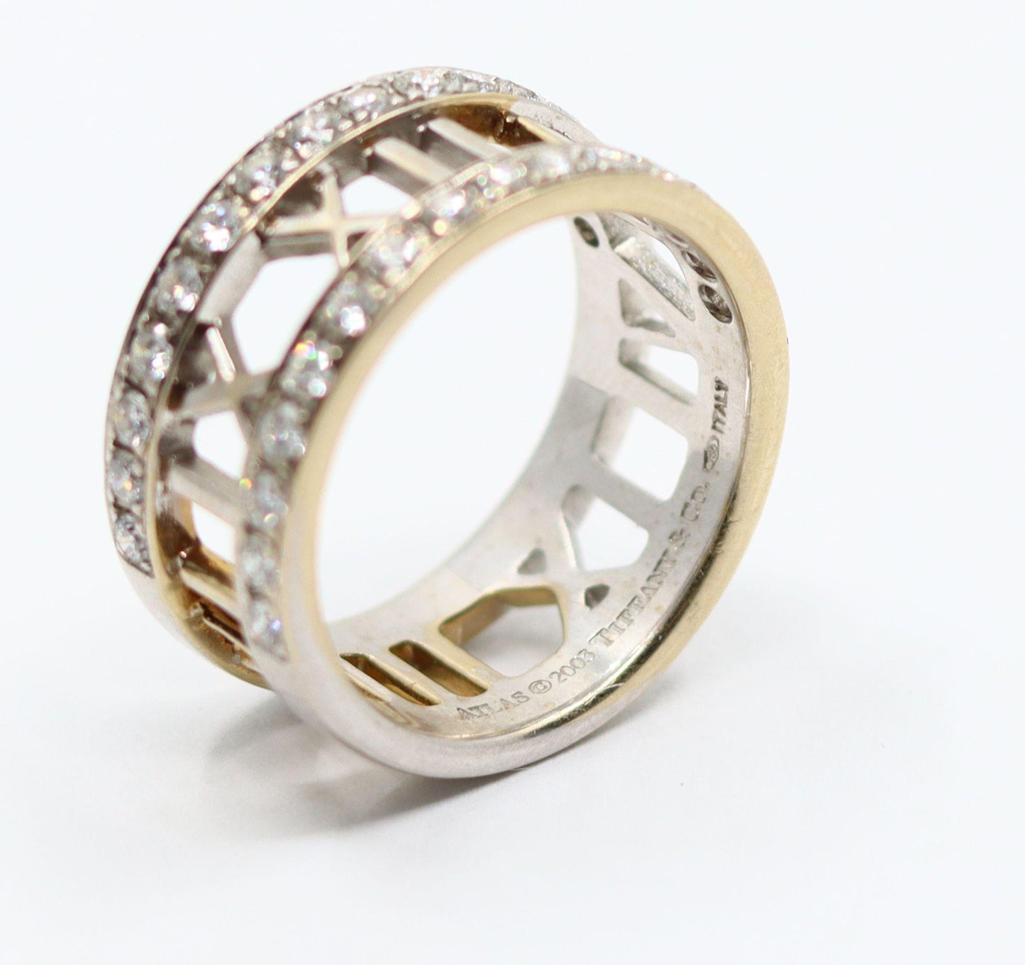 Vintage Tiffany & Co 18K White Gold Diamonds Open Atlas Ring