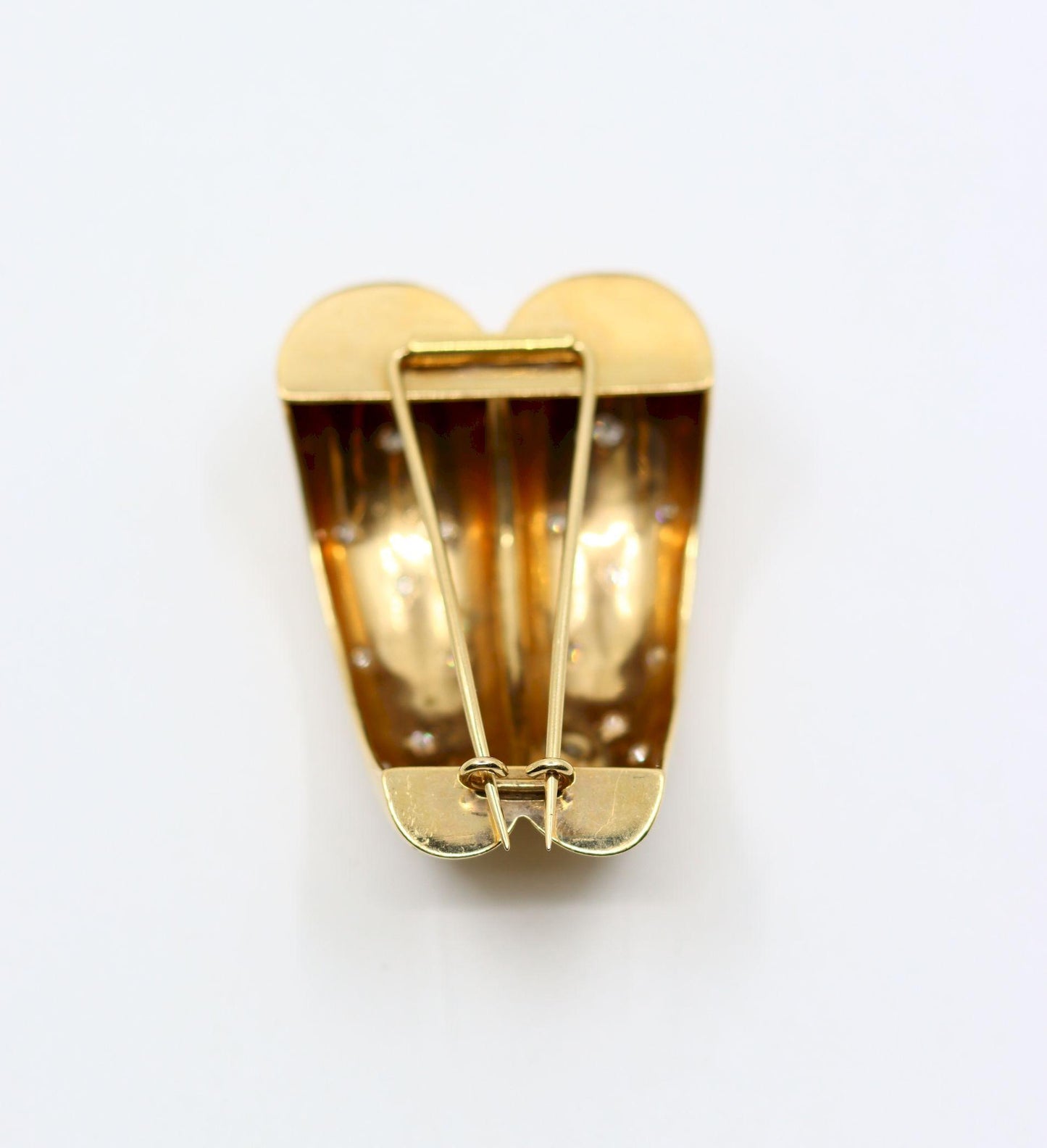 14K Gold Star Etched Diamond Brooch Pin