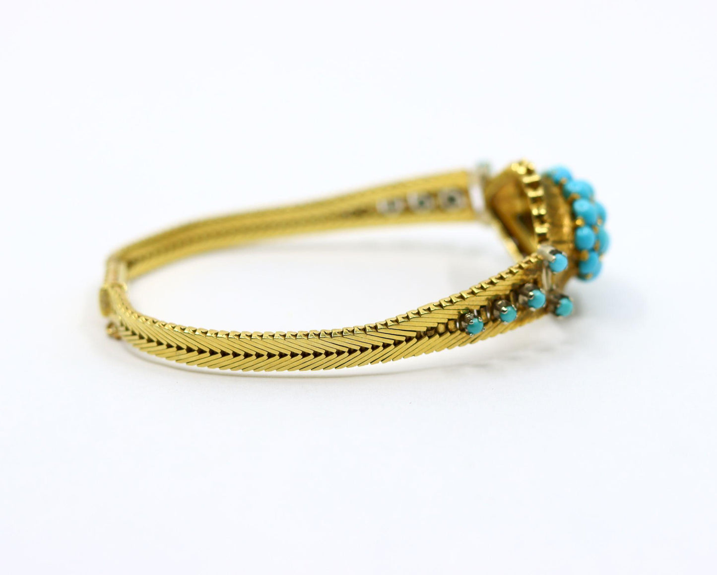 Vintage 18K Gold Turquoise Bead Bracelet