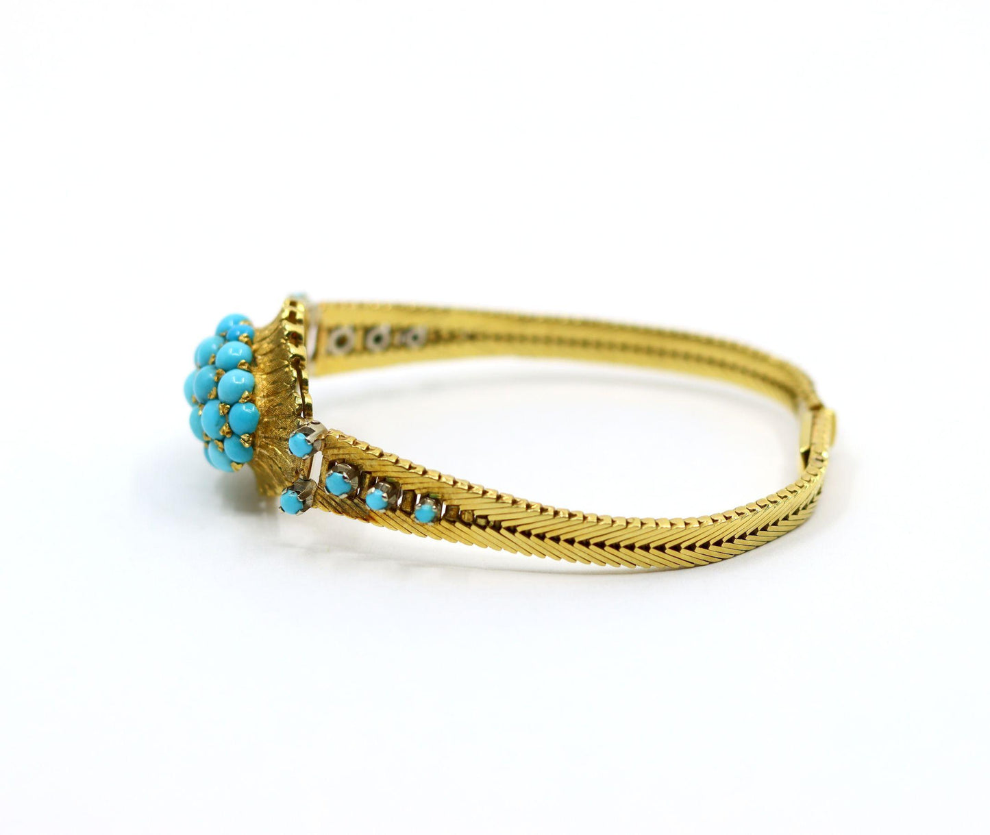 Vintage 18K Gold Turquoise Bead Bracelet