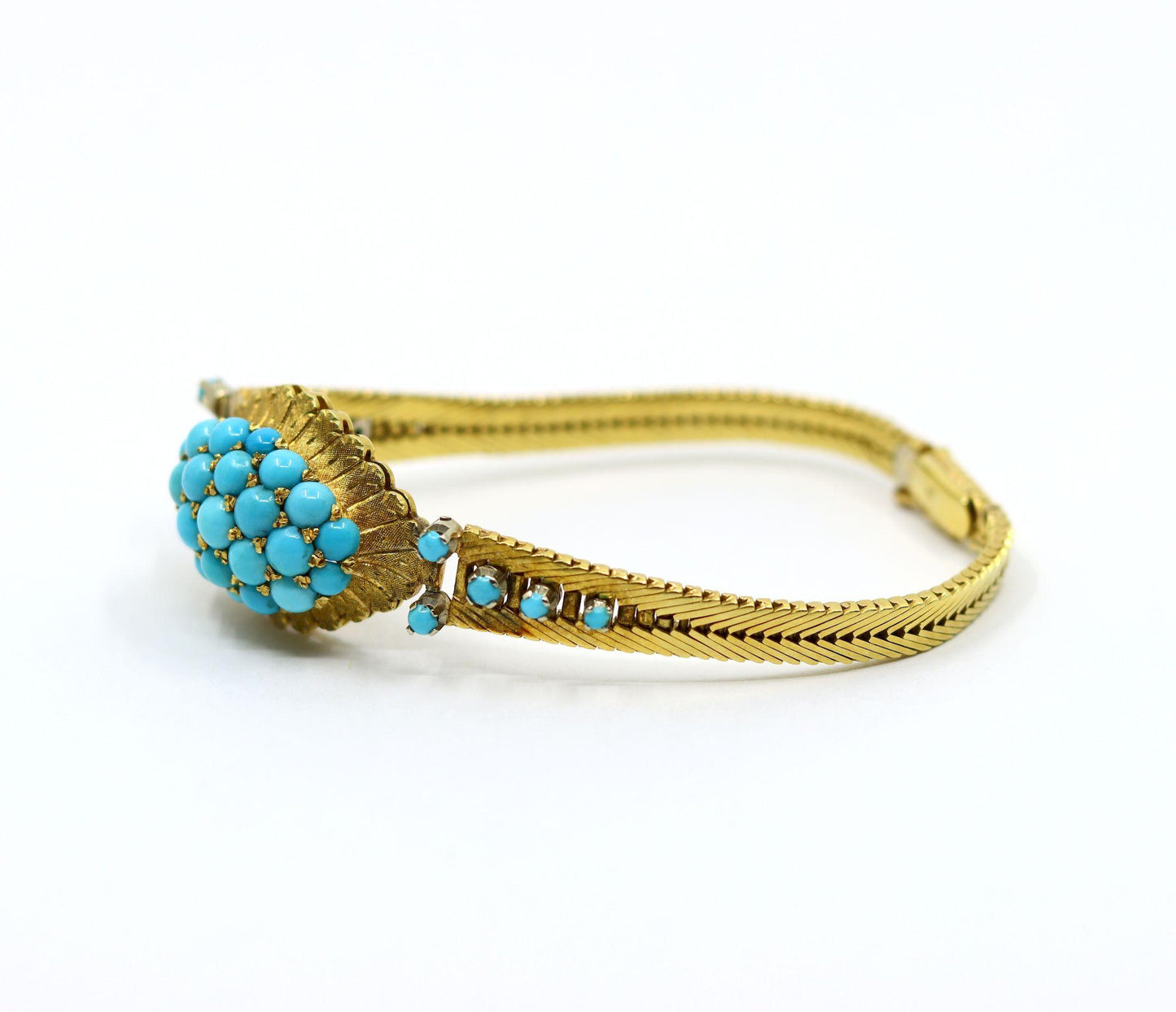 Vintage 18K Gold Turquoise Bead Bracelet