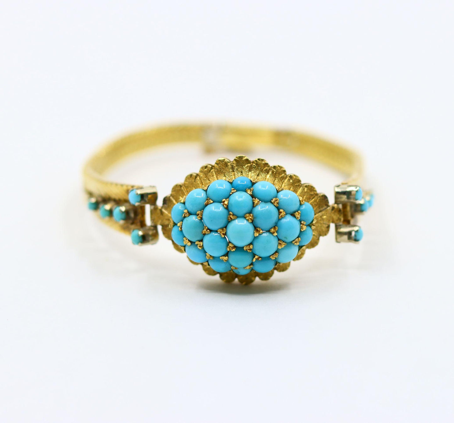 Vintage 18K Gold Turquoise Bead Bracelet