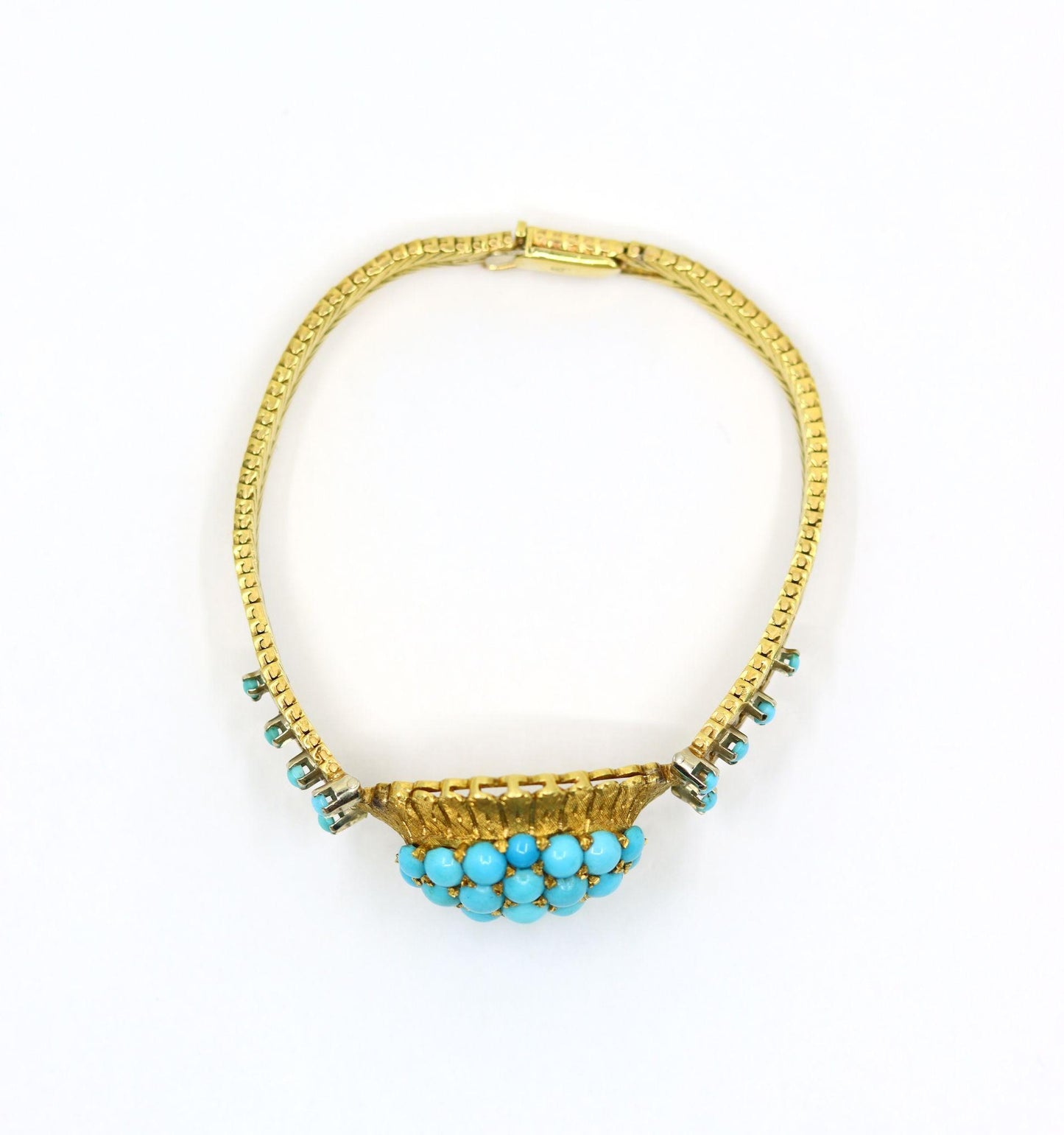 Vintage 18K Gold Turquoise Bead Bracelet
