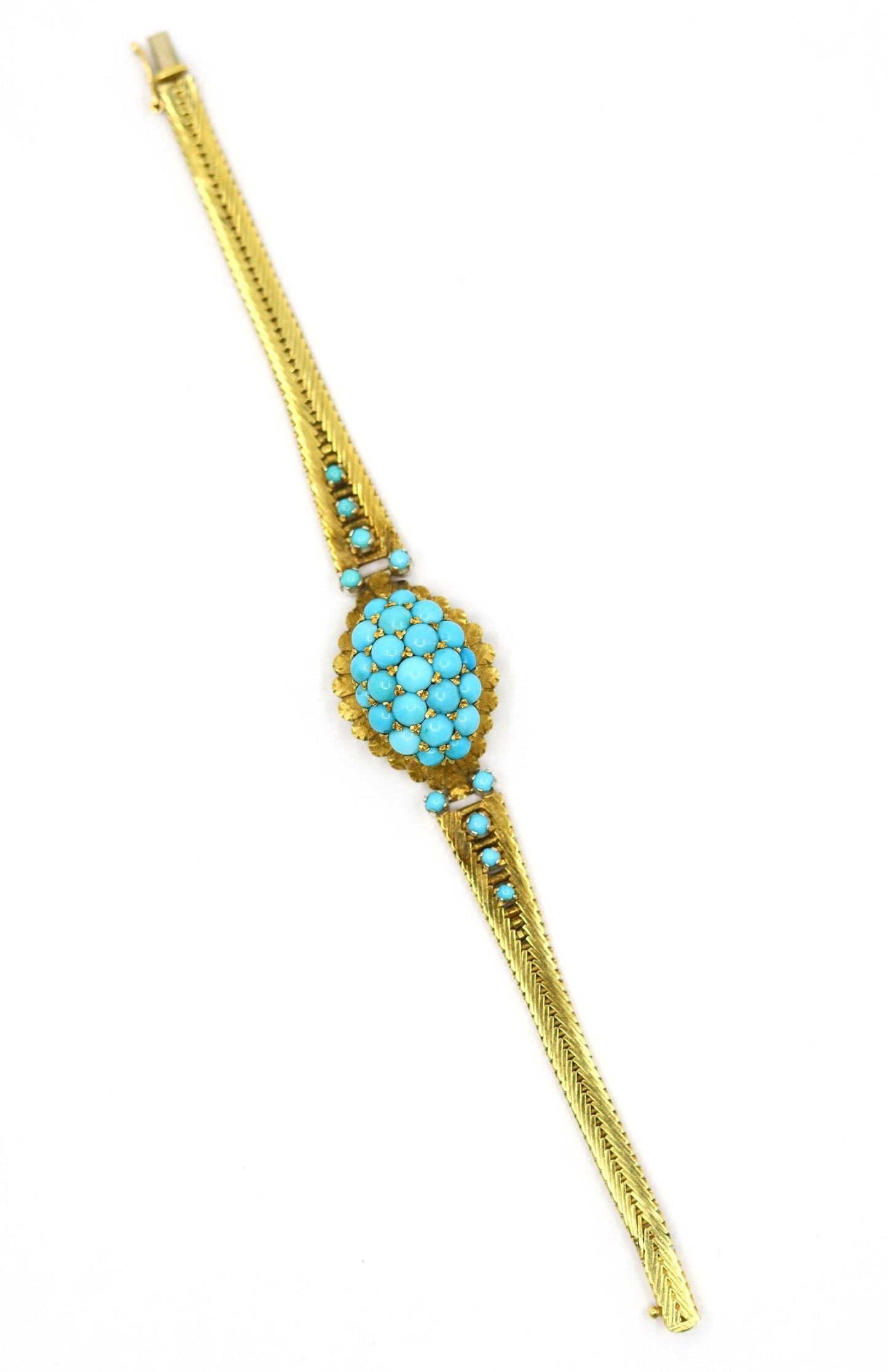 Vintage 18K Gold Turquoise Bead Bracelet