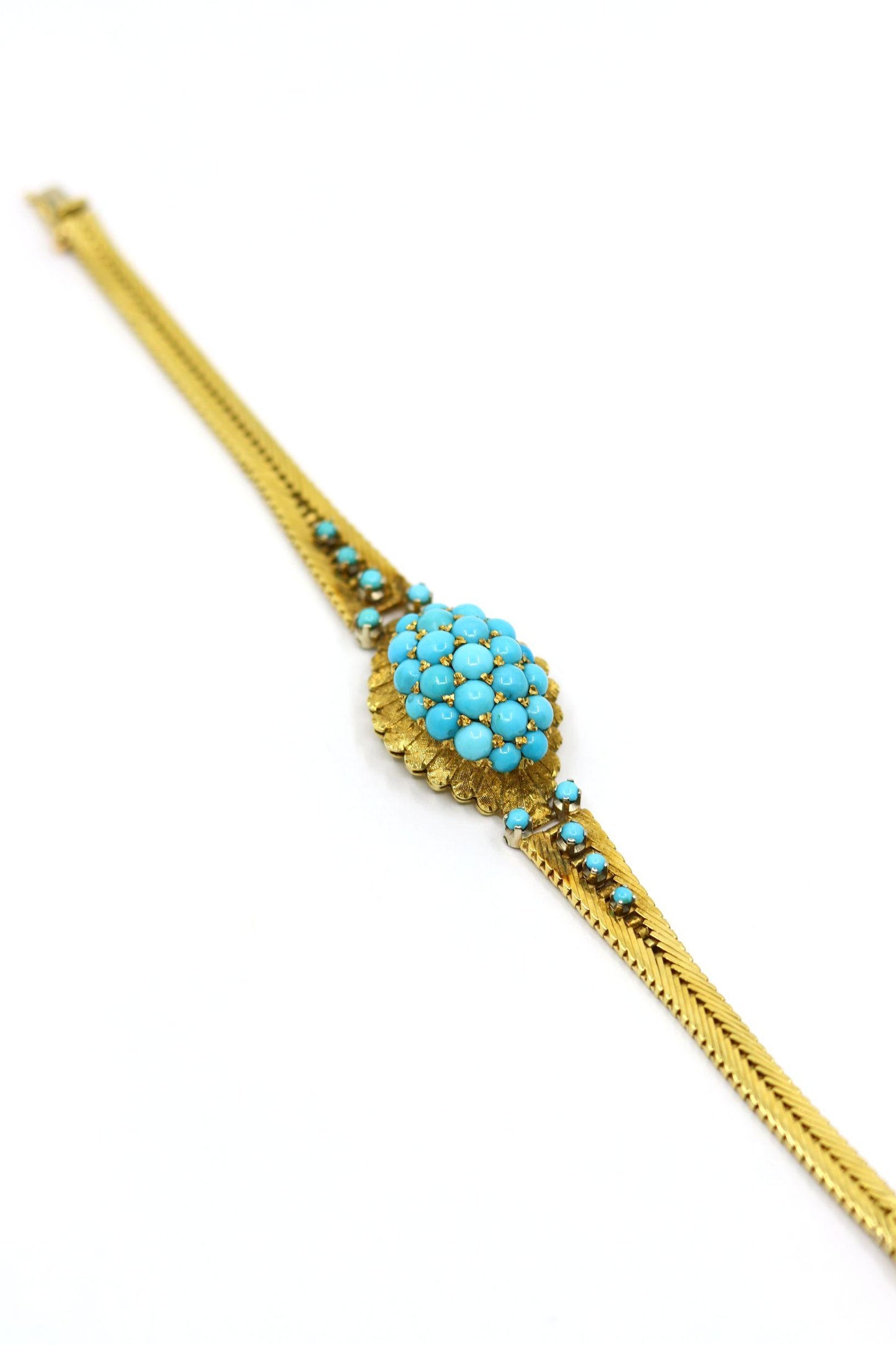 Vintage 18K Gold Turquoise Bead Bracelet