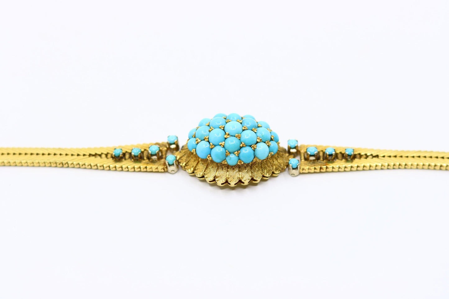 Vintage 18K Gold Turquoise Bead Bracelet