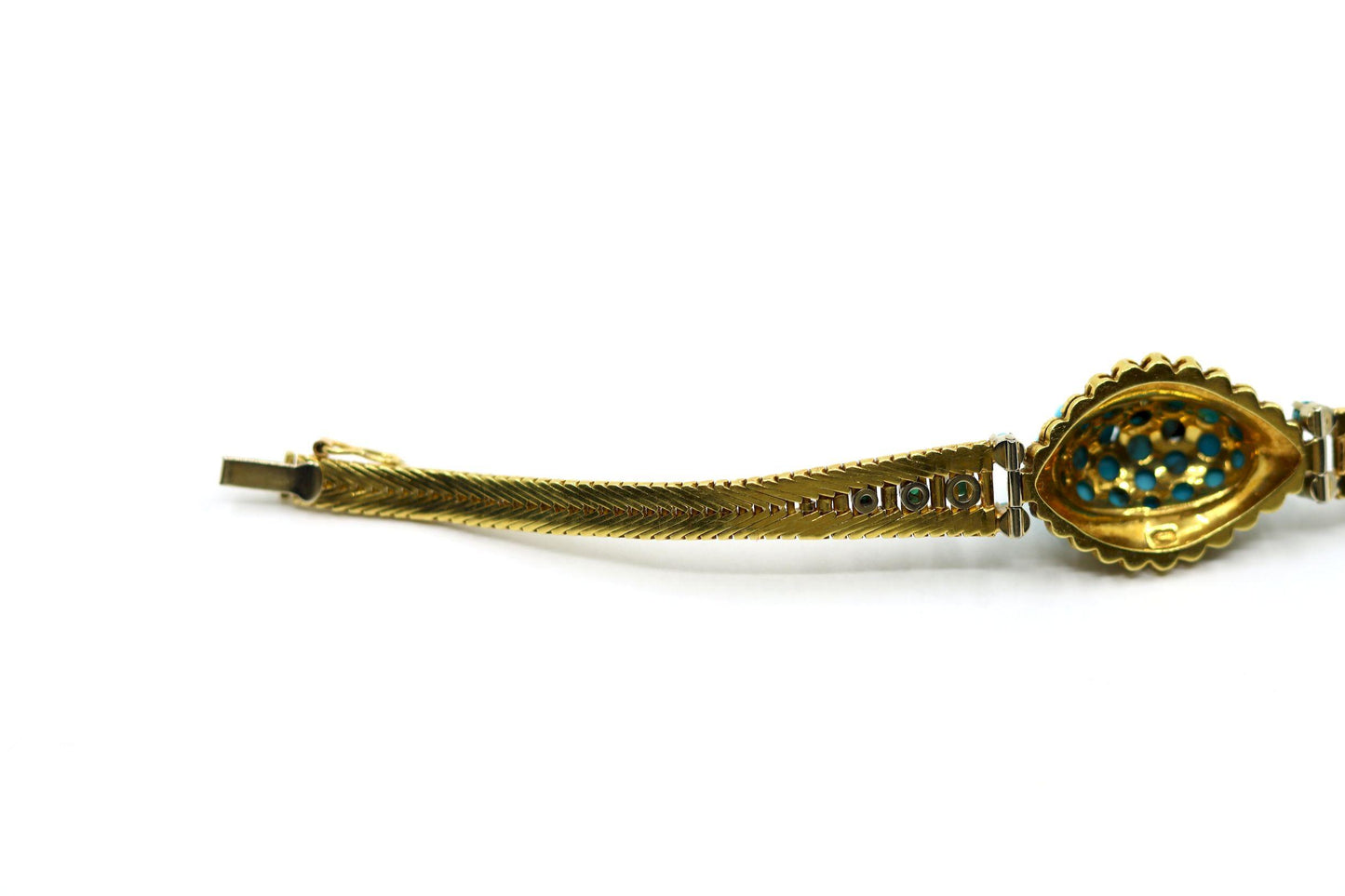 Vintage 18K Gold Turquoise Bead Bracelet