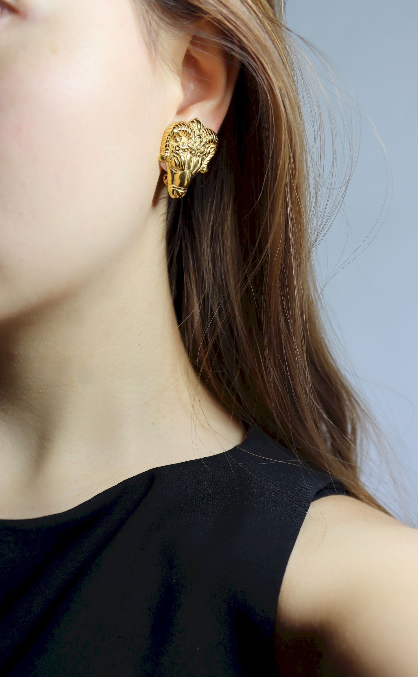 Vintage MMA Gold Tone Goat Earrings