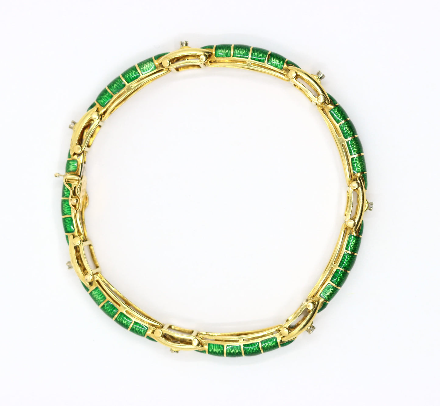 Vintage 18K Gold Enamel Diamond Bracelet