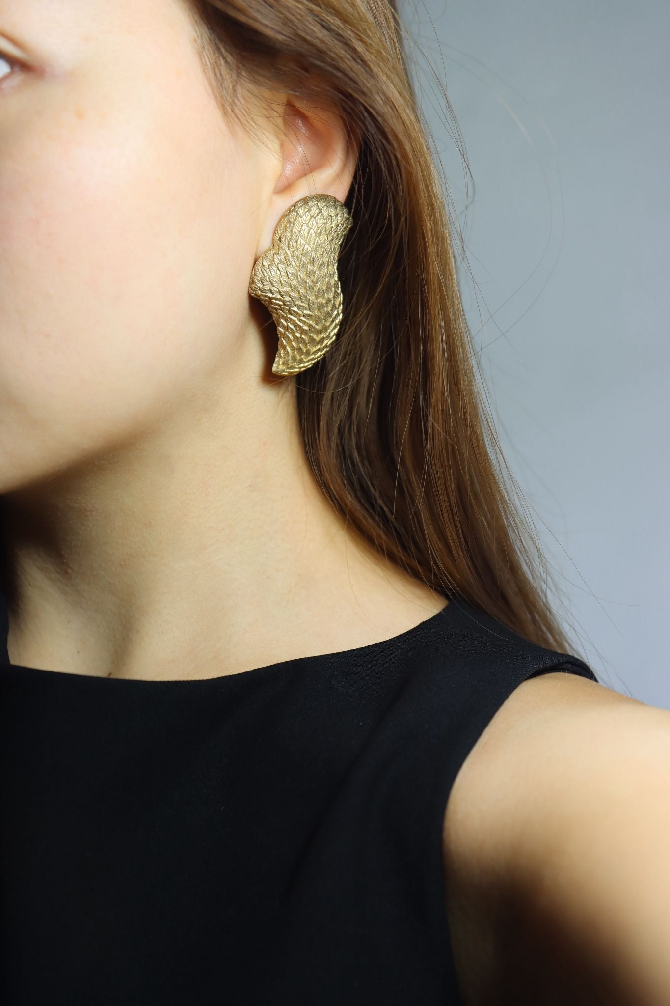 Vintage Stephen Dureck Sterling Silver Gold Tone Textured Earrings
